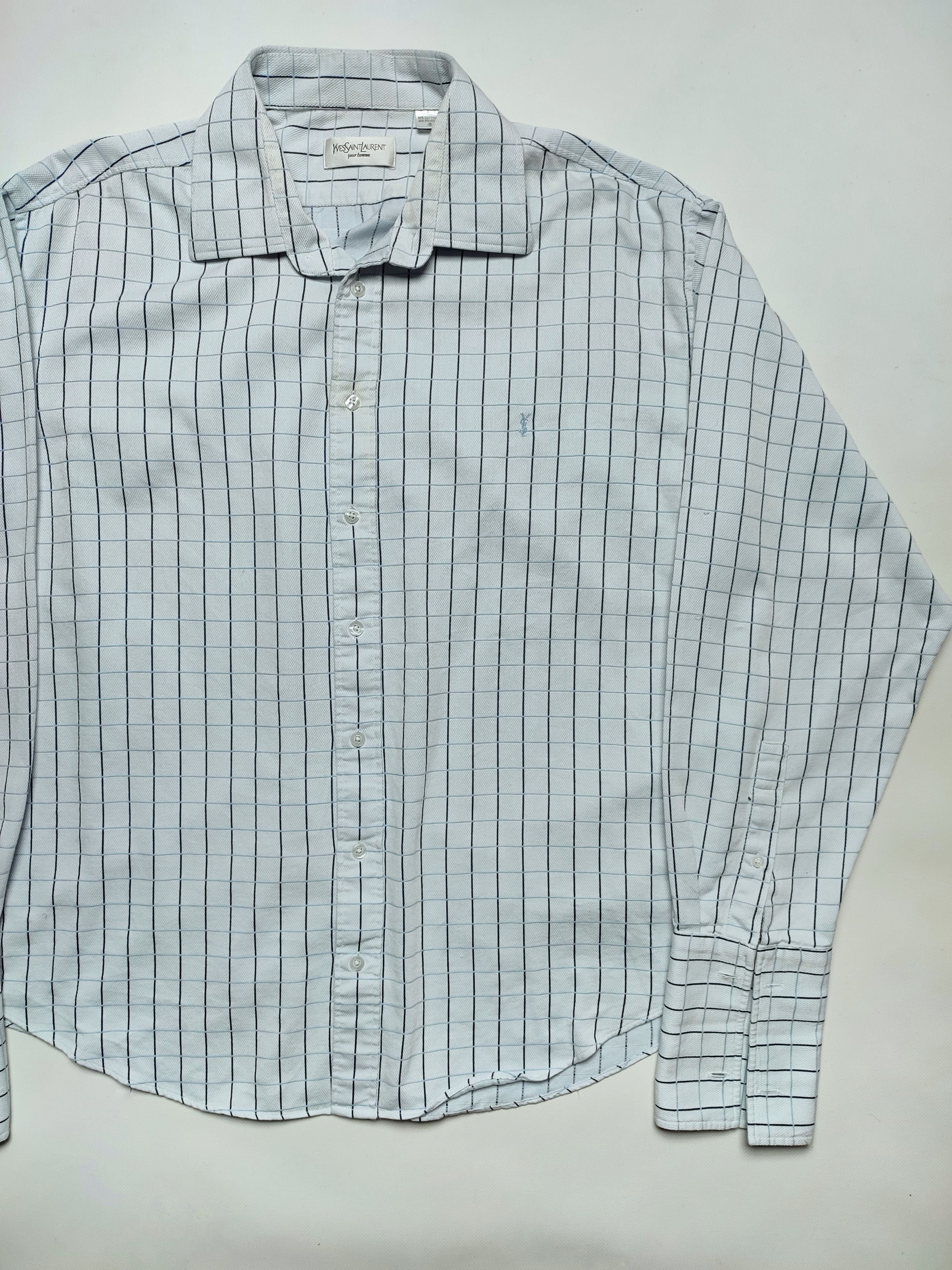 Yves Saint Laurent Vtg YSL Blue cufflinks button shirt Size US XL / EU 56 / 4 - 2 Thumbnail