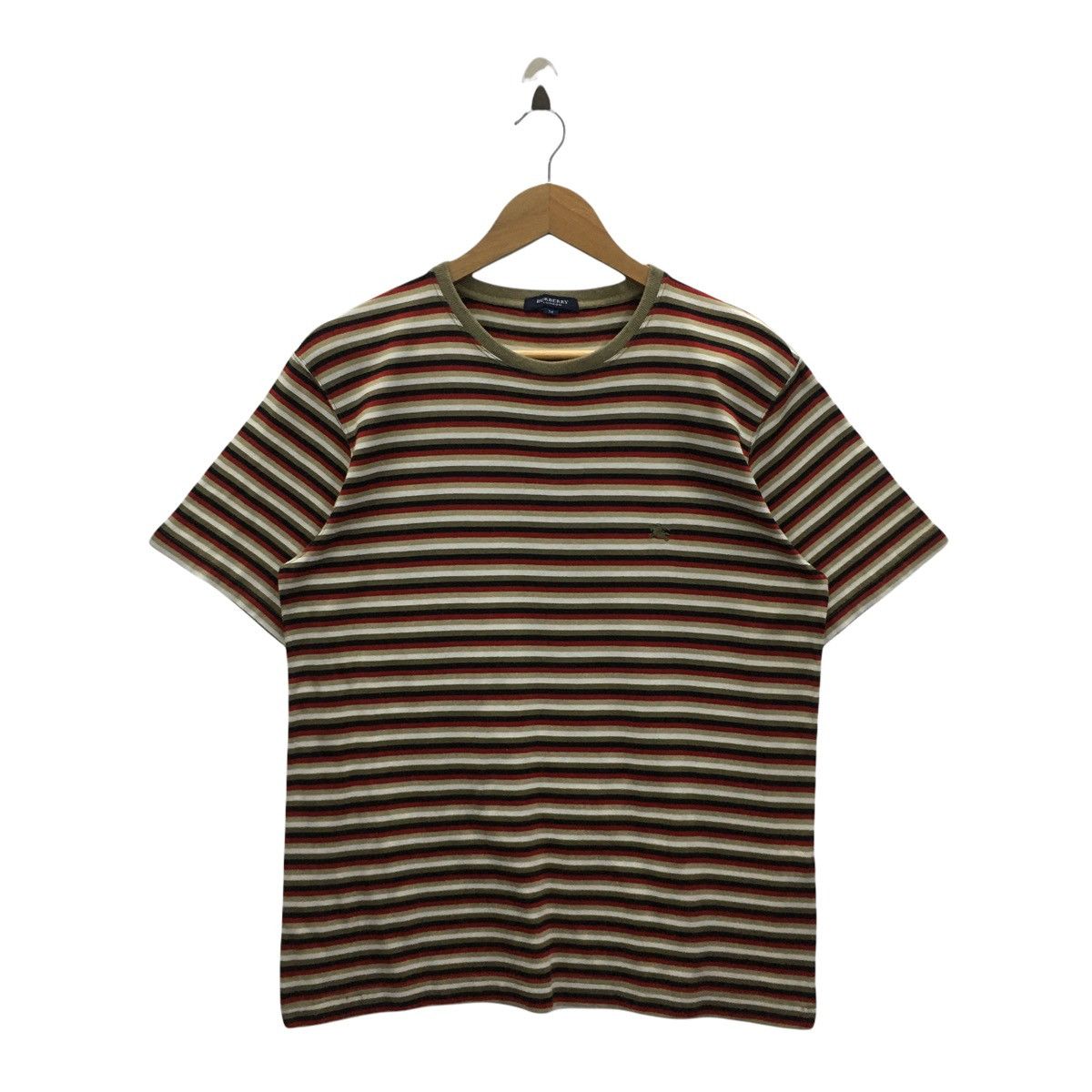 image of Burberry Striped Small Logo Embroidery Tshirt, Men's (Size Medium)