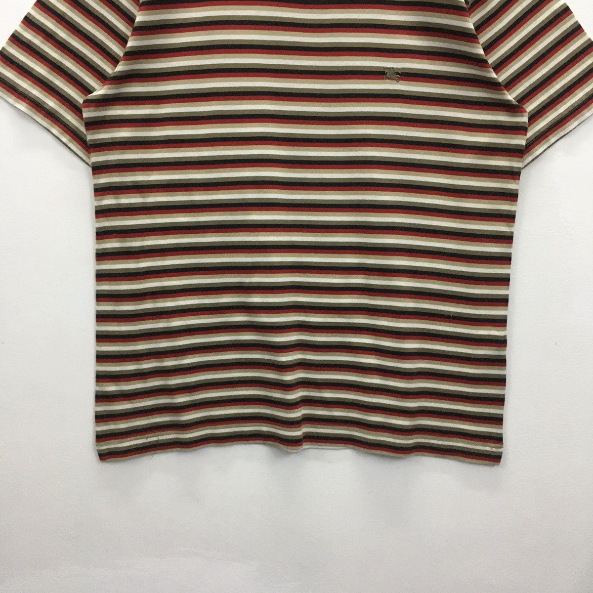 Burberry Rare BURBERRY Striped Small Logo Embroidery Tshirt Size US M / EU 48-50 / 2 - 8 Thumbnail