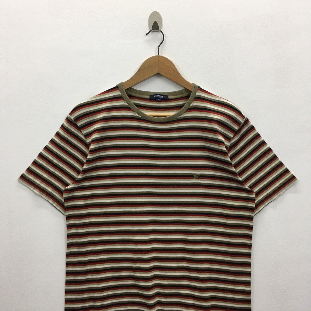 Burberry Rare BURBERRY Striped Small Logo Embroidery Tshirt Size US M / EU 48-50 / 2 - 7 Thumbnail