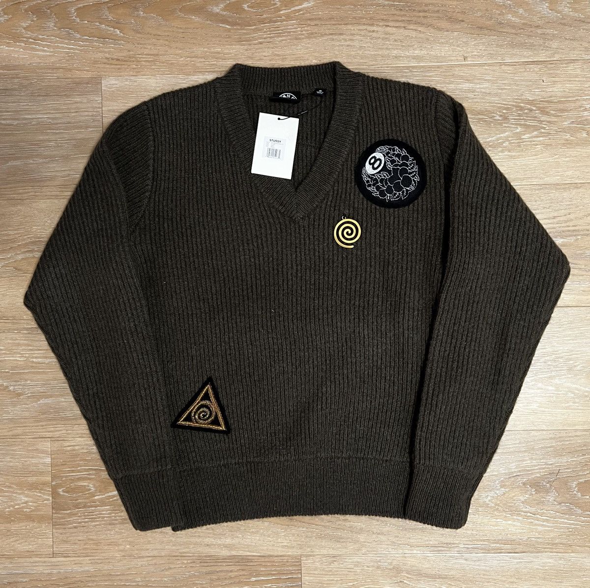 Dries Van Noten × Stussy Stussy Dries Van Noten Wool Patch Knit Sweater Size US S / EU 44-46 / 1 - 3 Thumbnail