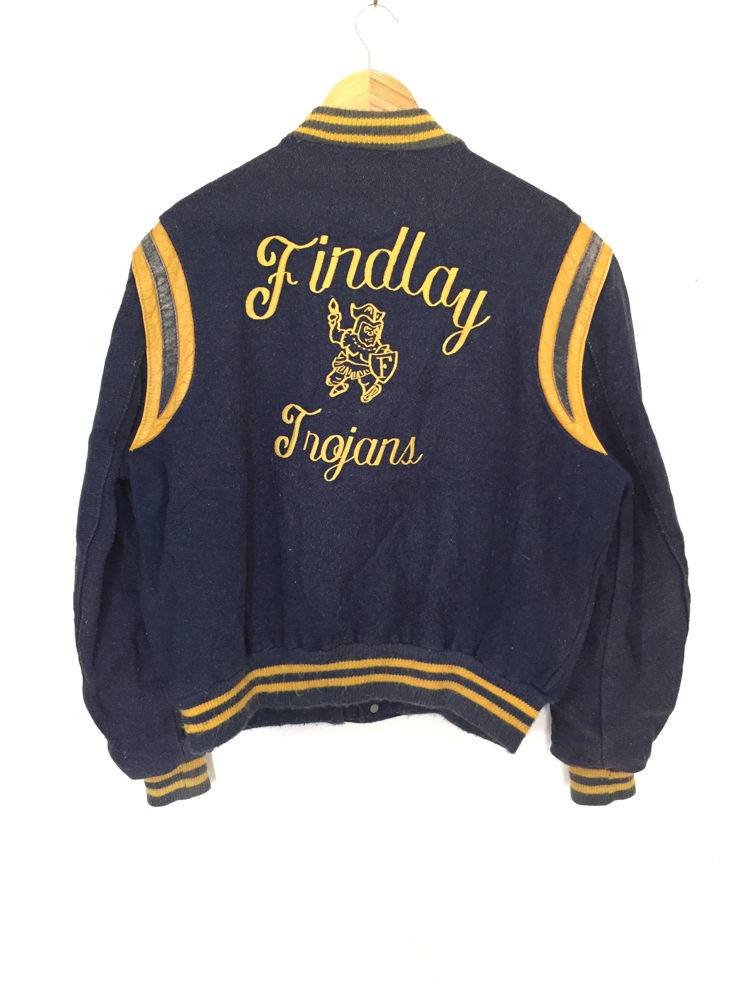 Vintage 70's Findlay trojans wool teddy varsity jacket Size US M / EU 48-50 / 2 - 2 Thumbnail