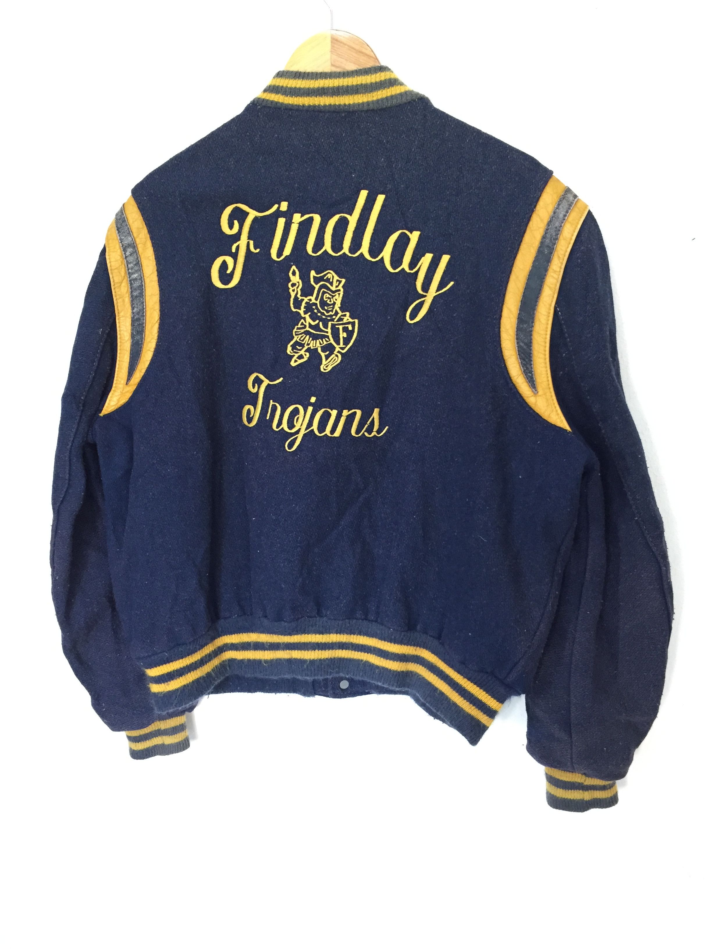 Vintage 70's Findlay trojans wool teddy varsity jacket Size US M / EU 48-50 / 2 - 3 Thumbnail