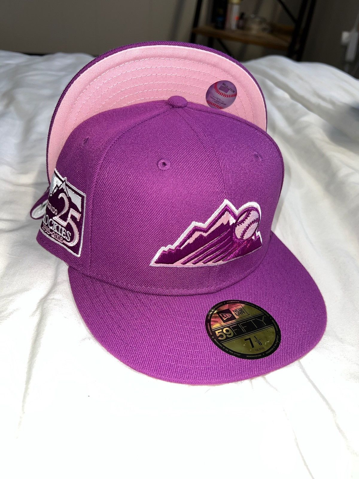 image of New Era Exclusive Colorado Rockies Fitted Grape Rockies Pink Uv 1/8 in Purple Pink, Men's