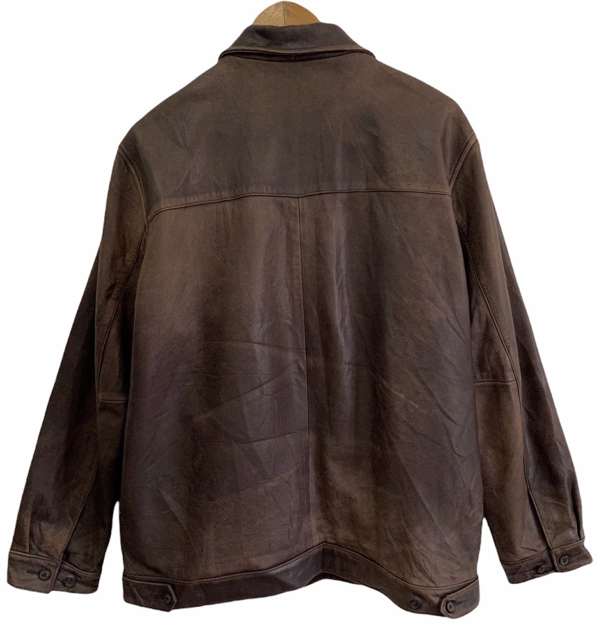 Polo Ralph Lauren 🔥VINTAGE 1990s POLO RALPH LAUREN BROWN LEATHER JACKET Size US XL / EU 56 / 4 - 3 Thumbnail