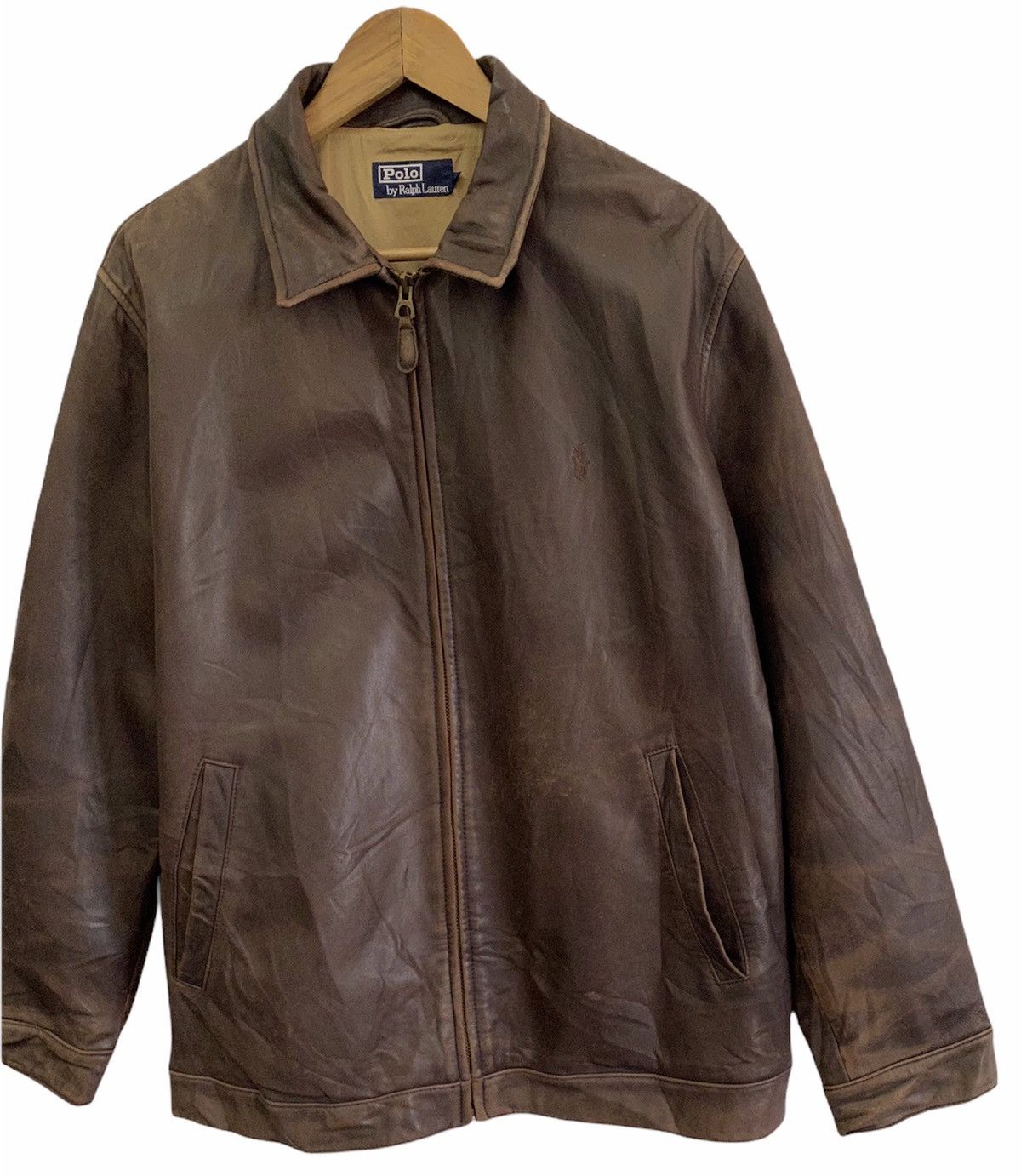 Polo Ralph Lauren 🔥VINTAGE 1990s POLO RALPH LAUREN BROWN LEATHER JACKET Size US XL / EU 56 / 4 - 6 Thumbnail