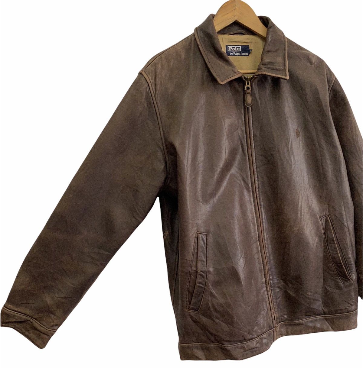 Polo Ralph Lauren 🔥VINTAGE 1990s POLO RALPH LAUREN BROWN LEATHER JACKET Size US XL / EU 56 / 4 - 8 Thumbnail