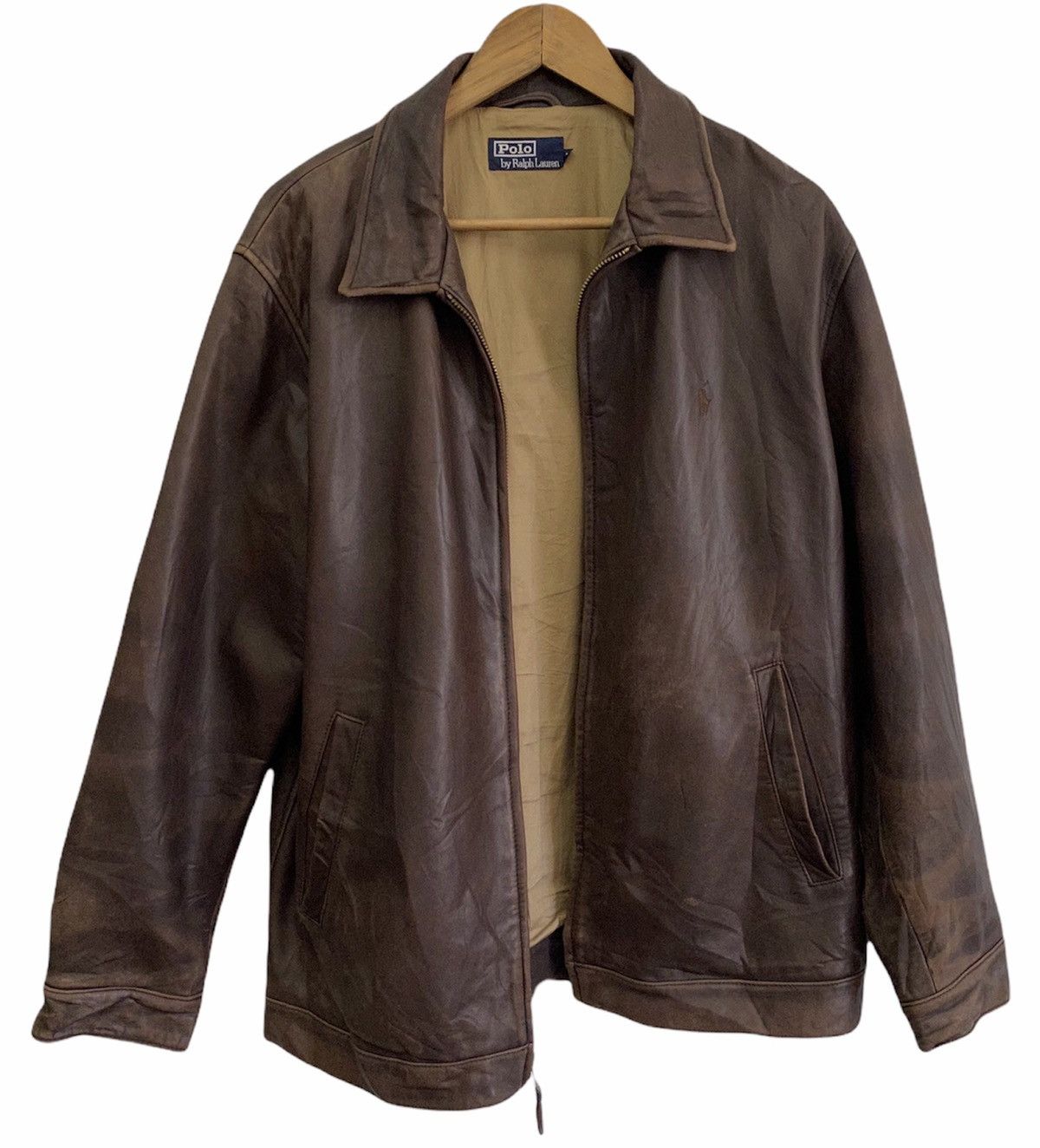 Polo Ralph Lauren 🔥VINTAGE 1990s POLO RALPH LAUREN BROWN LEATHER JACKET Size US XL / EU 56 / 4 - 4 Thumbnail