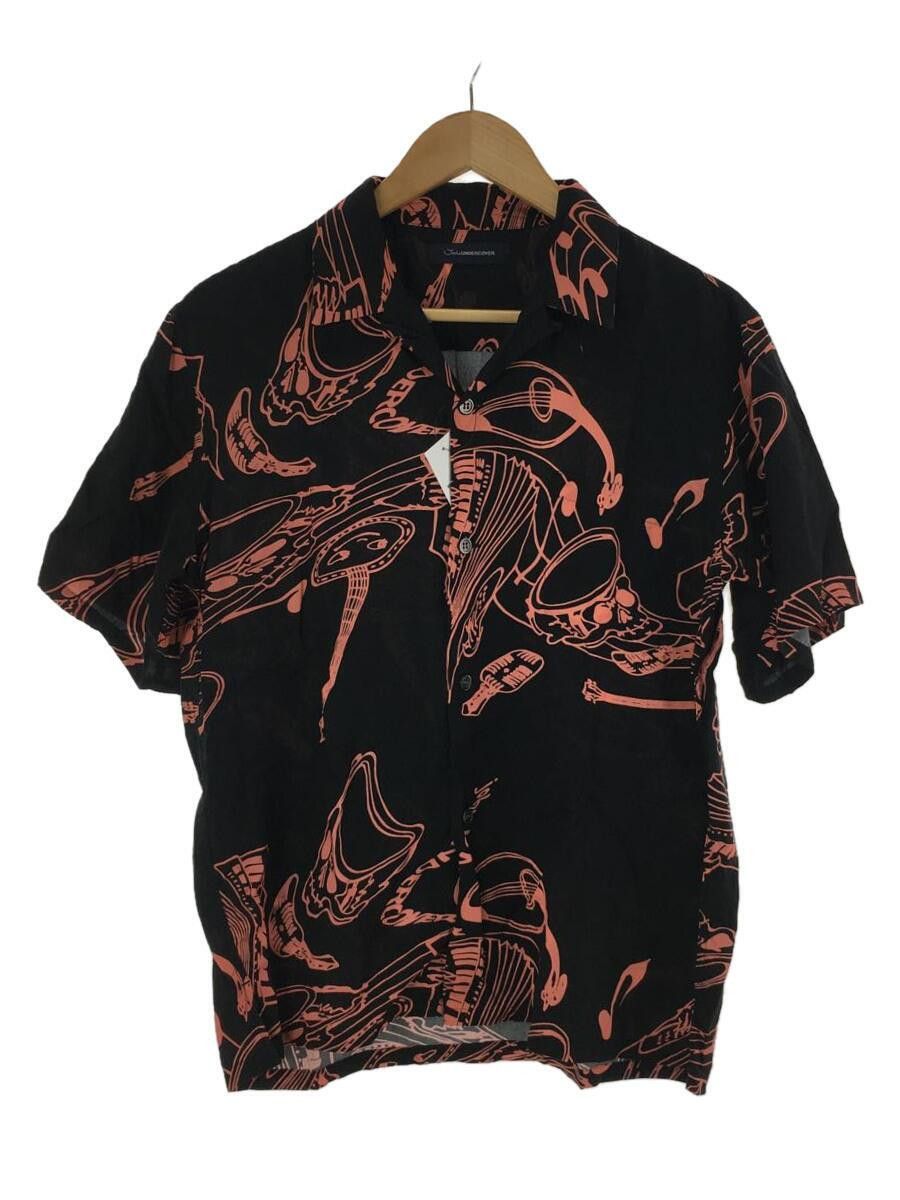 image of Undercover Distorted Musical Instrument Short Sleeve Open Collar Shirt in Black, Men's (Size Medium