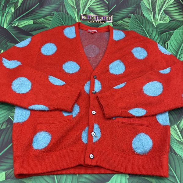 Supreme Brushed polka dot cardigan | Grailed