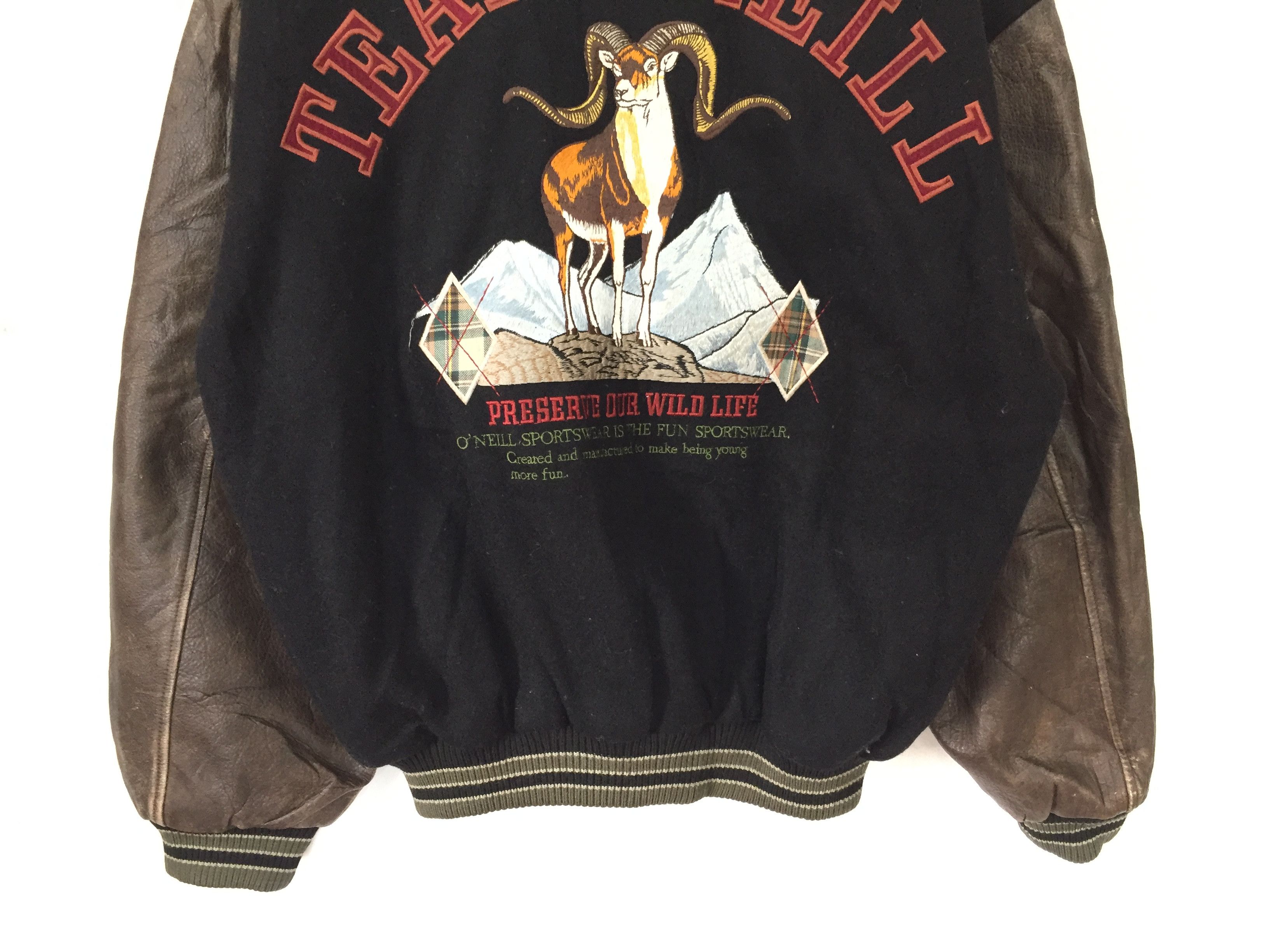 O'Neill 90's steinbock Embordered logo varsity Leather Sleeve Size US L / EU 52-54 / 3 - 4 Thumbnail