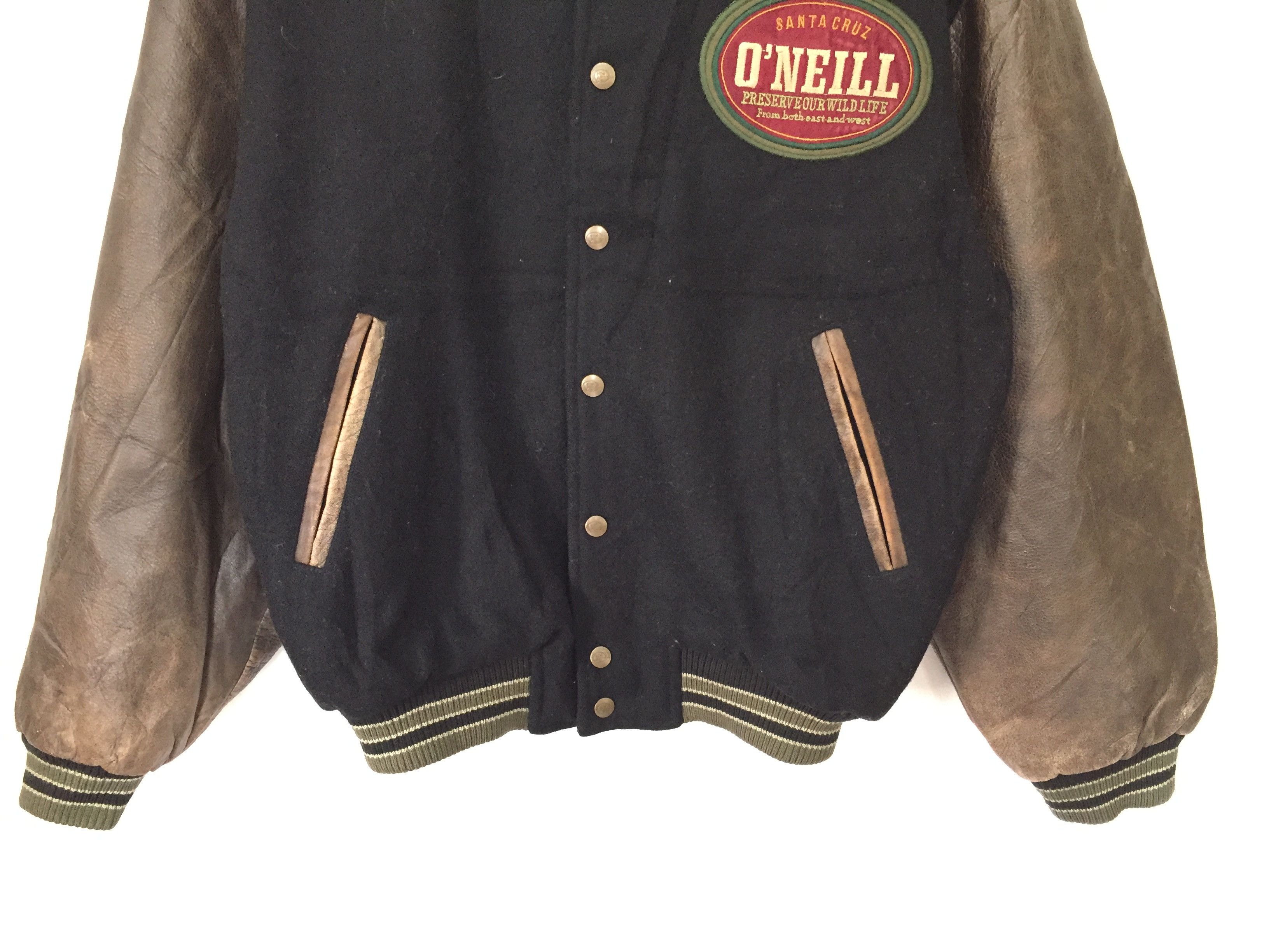O'Neill 90's steinbock Embordered logo varsity Leather Sleeve Size US L / EU 52-54 / 3 - 10 Thumbnail