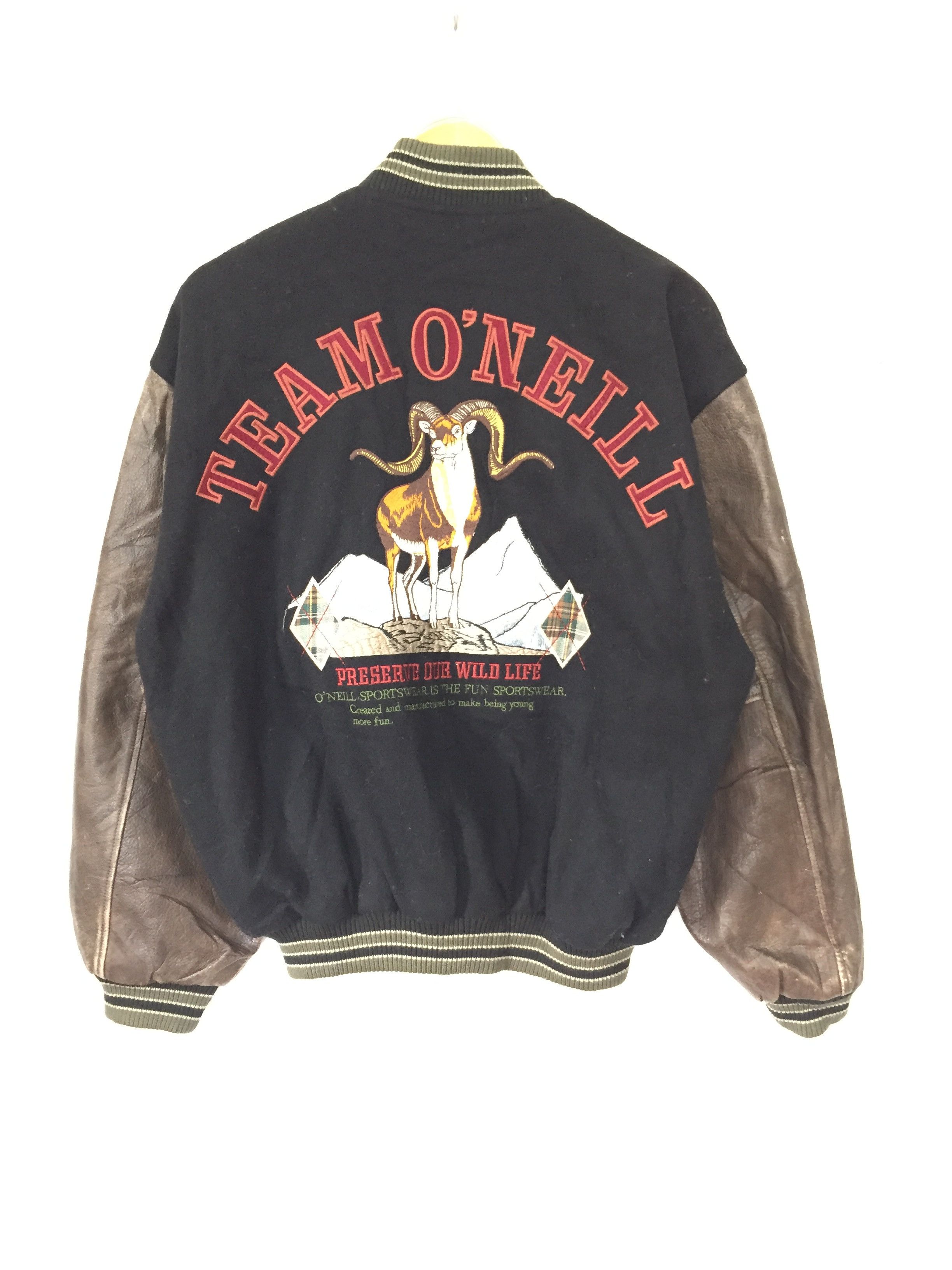 O'Neill 90's steinbock Embordered logo varsity Leather Sleeve Size US L / EU 52-54 / 3 - 1 Thumbnail