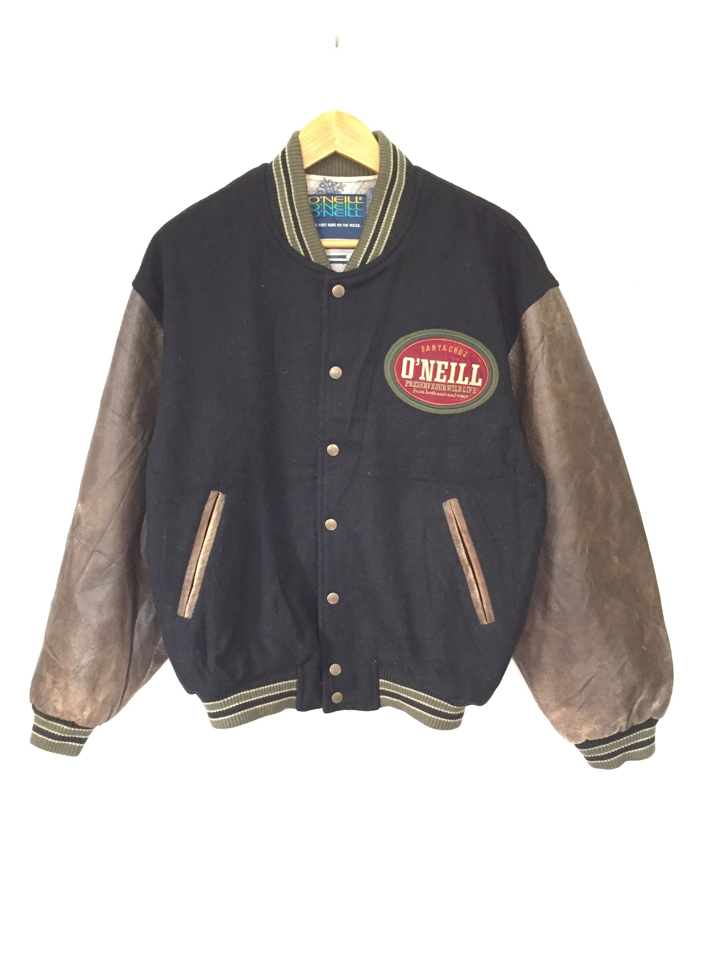 O'Neill 90's steinbock Embordered logo varsity Leather Sleeve Size US L / EU 52-54 / 3 - 7 Thumbnail
