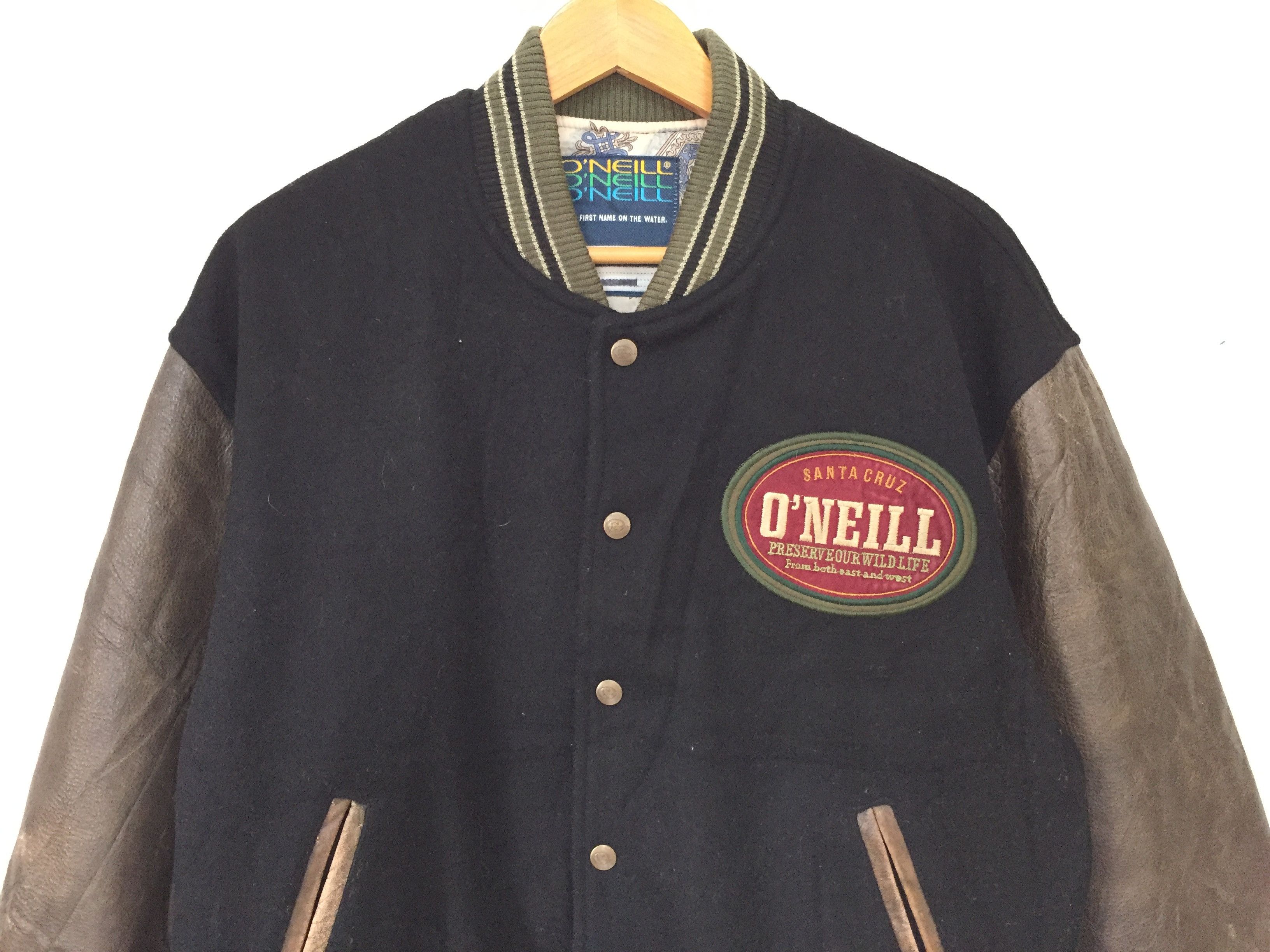 O'Neill 90's steinbock Embordered logo varsity Leather Sleeve Size US L / EU 52-54 / 3 - 9 Thumbnail