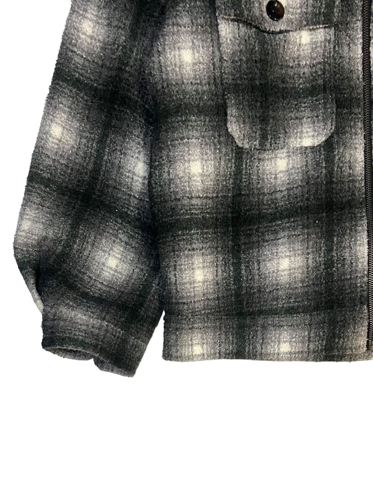 GU VINTAGE 90s SHADOW PLAID WOOL FULL ZIP WITH SHERPA COLLAR Size M / US 6-8 / IT 42-44 - 9 Thumbnail