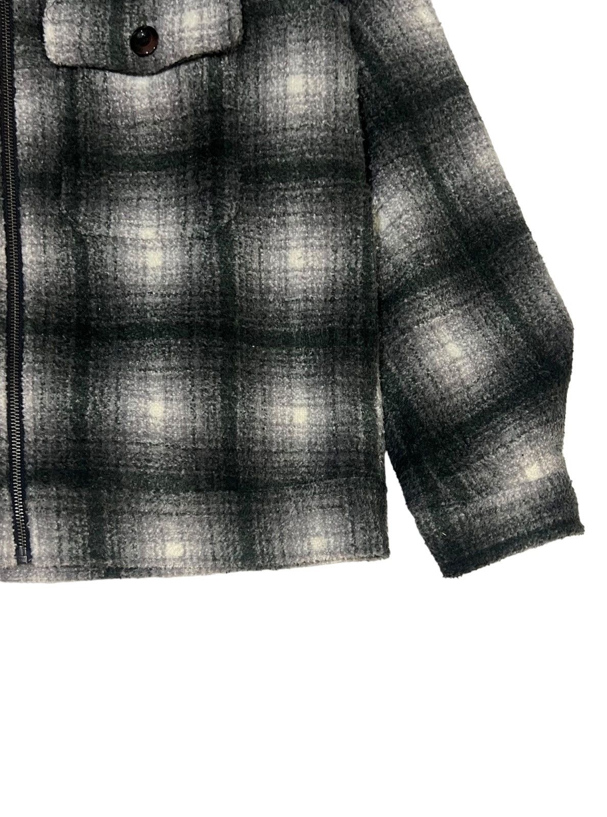 GU VINTAGE 90s SHADOW PLAID WOOL FULL ZIP WITH SHERPA COLLAR Size M / US 6-8 / IT 42-44 - 8 Thumbnail