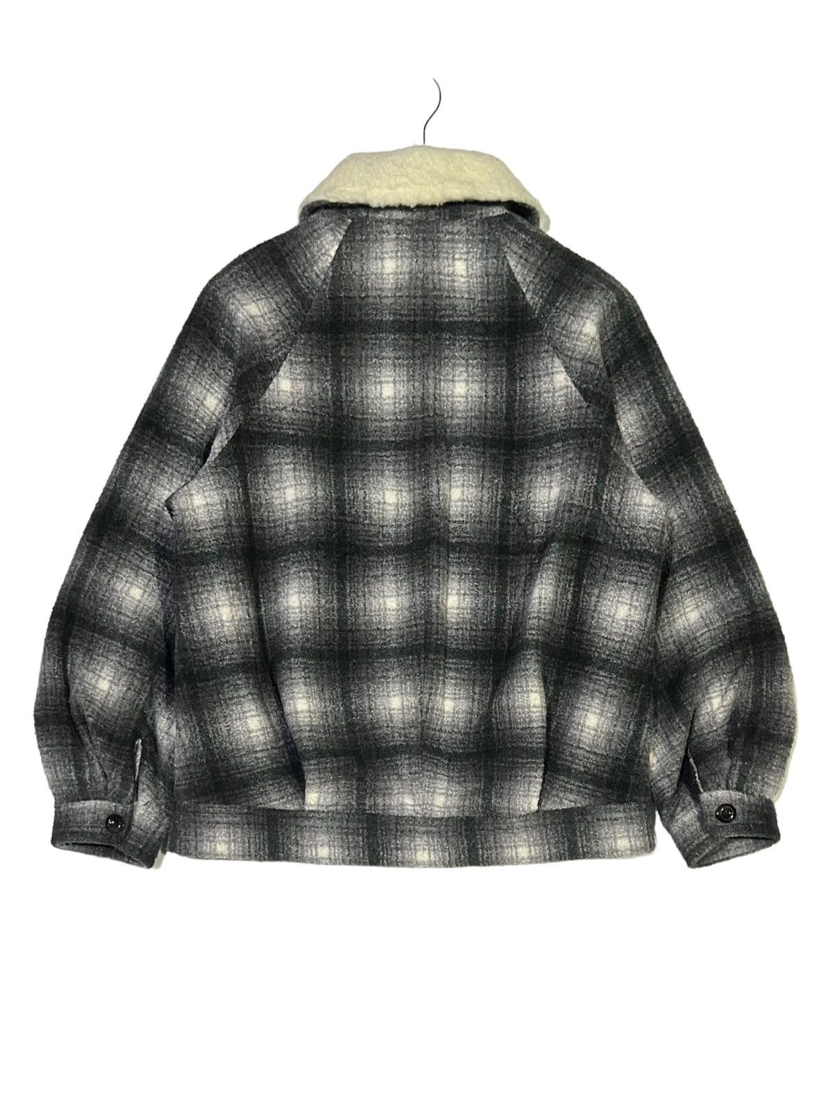 GU VINTAGE 90s SHADOW PLAID WOOL FULL ZIP WITH SHERPA COLLAR Size M / US 6-8 / IT 42-44 - 3 Thumbnail