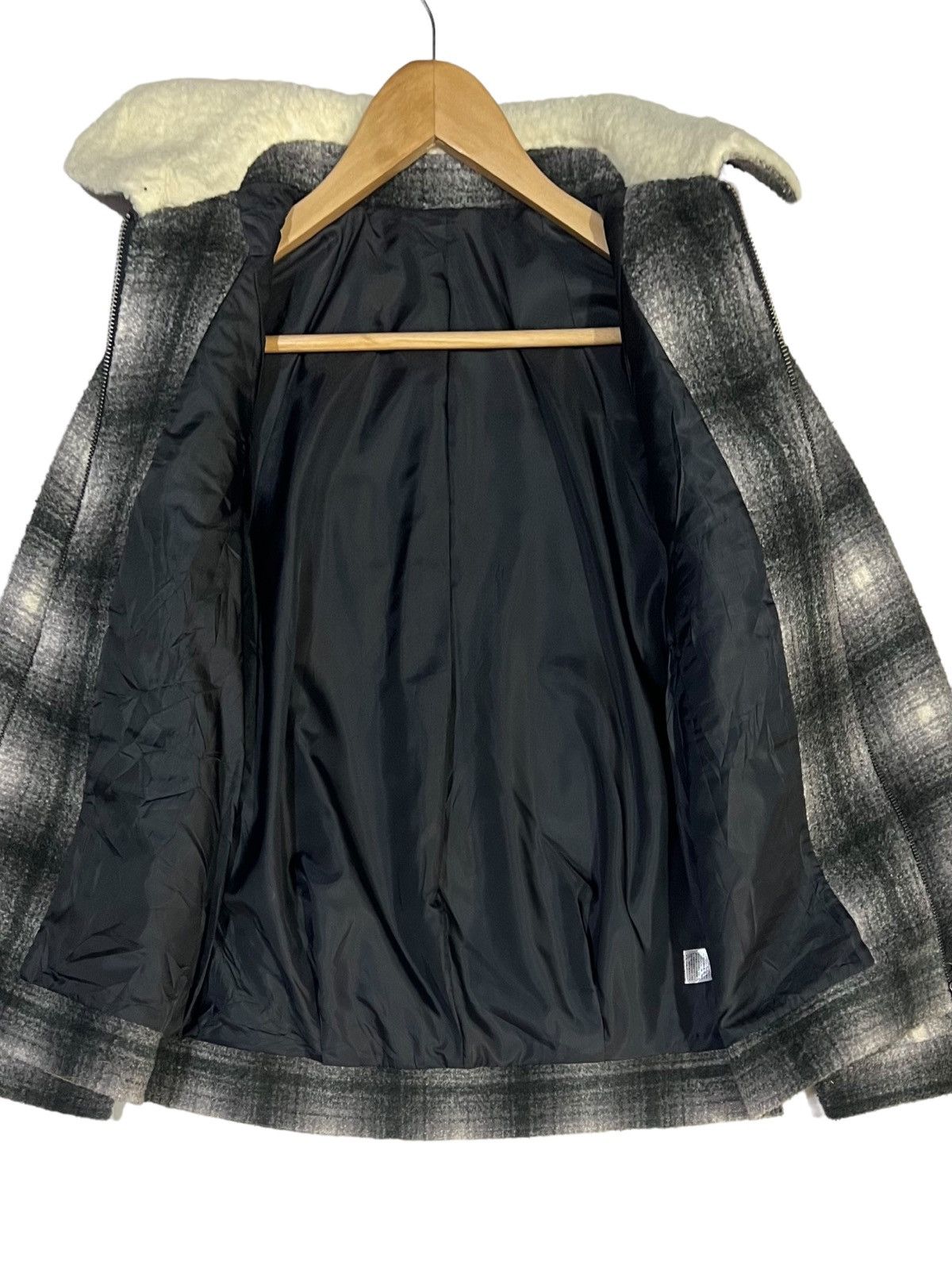 GU VINTAGE 90s SHADOW PLAID WOOL FULL ZIP WITH SHERPA COLLAR Size M / US 6-8 / IT 42-44 - 13 Thumbnail