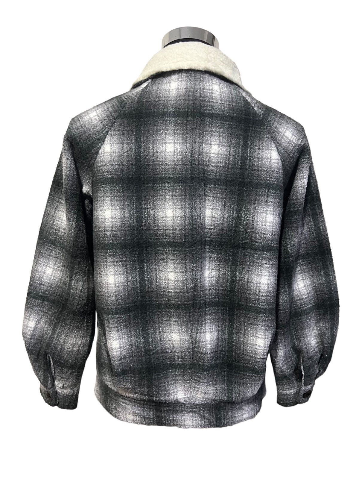GU VINTAGE 90s SHADOW PLAID WOOL FULL ZIP WITH SHERPA COLLAR Size M / US 6-8 / IT 42-44 - 19 Thumbnail