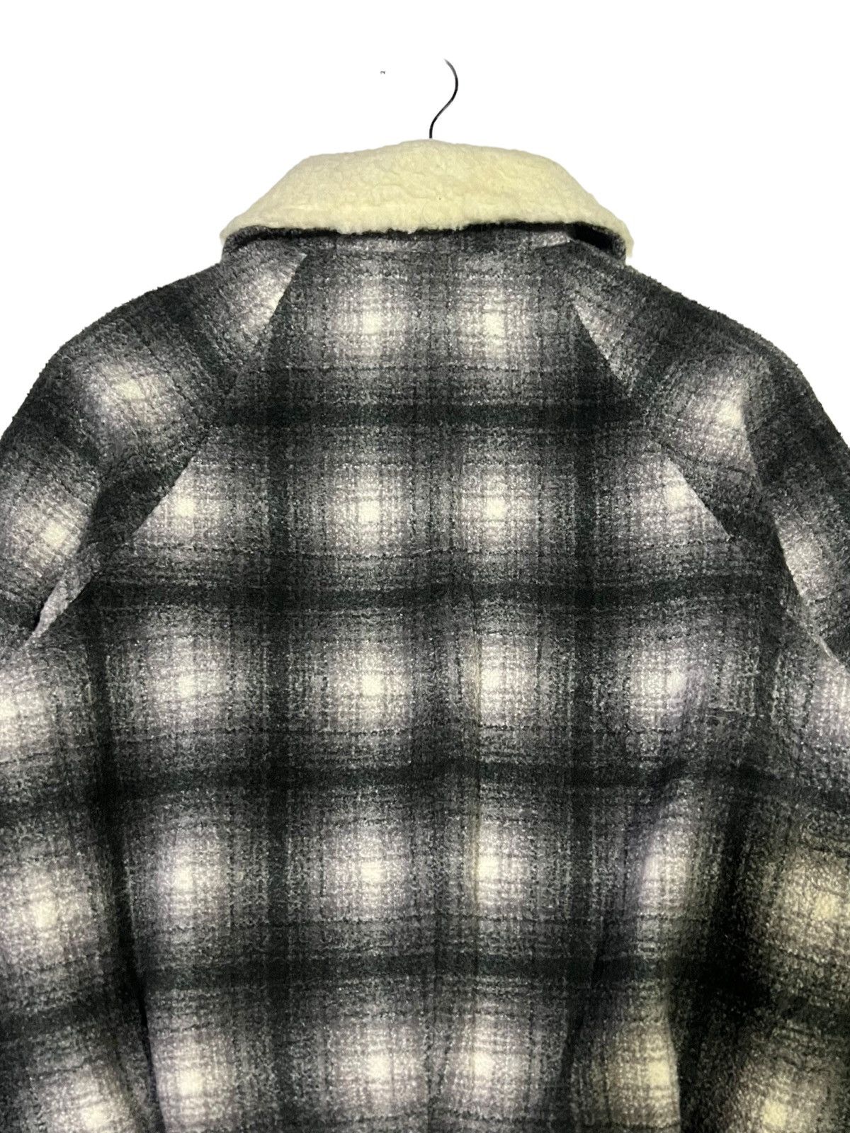 GU VINTAGE 90s SHADOW PLAID WOOL FULL ZIP WITH SHERPA COLLAR Size M / US 6-8 / IT 42-44 - 10 Thumbnail