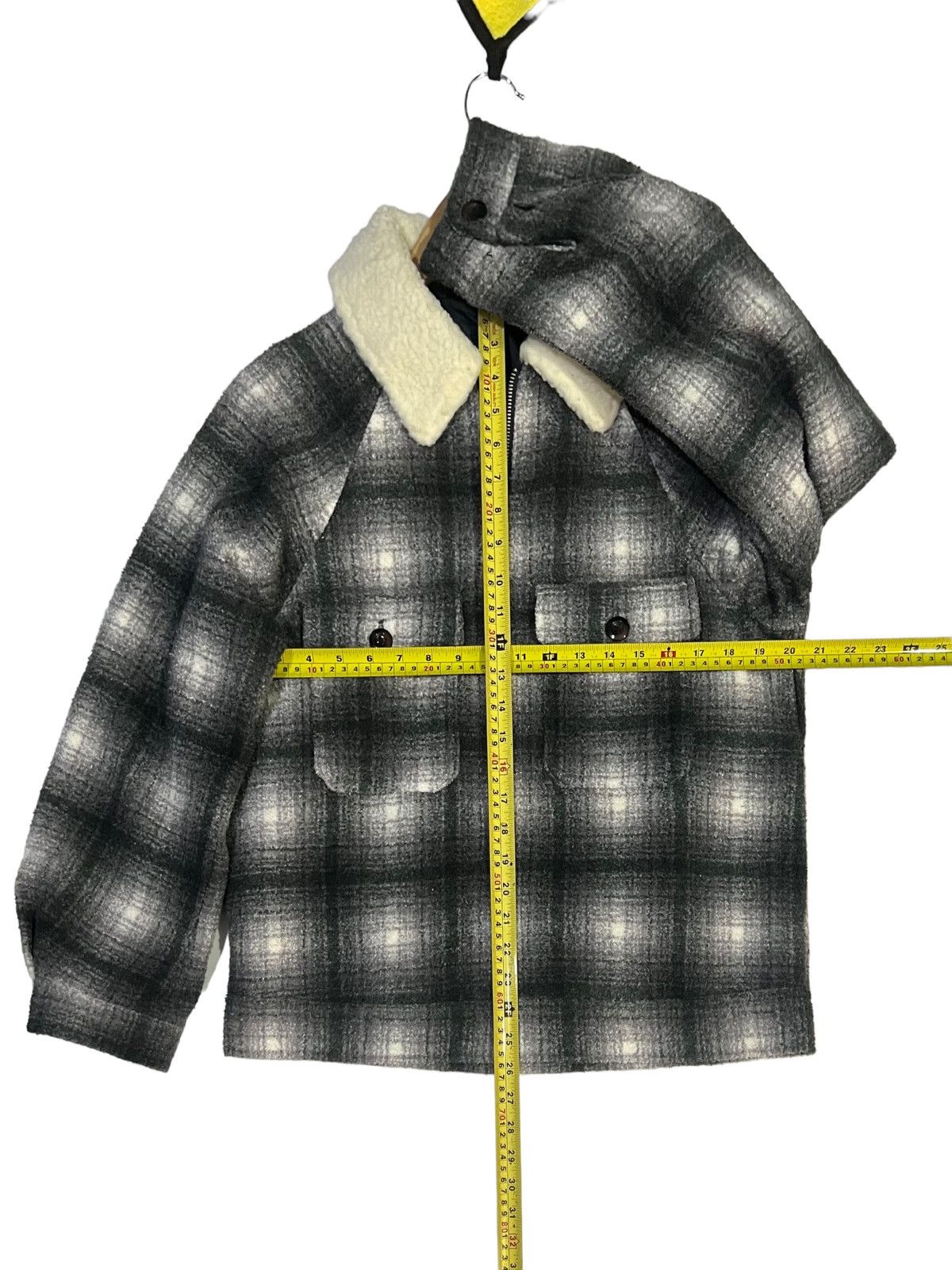 GU VINTAGE 90s SHADOW PLAID WOOL FULL ZIP WITH SHERPA COLLAR Size M / US 6-8 / IT 42-44 - 23 Thumbnail