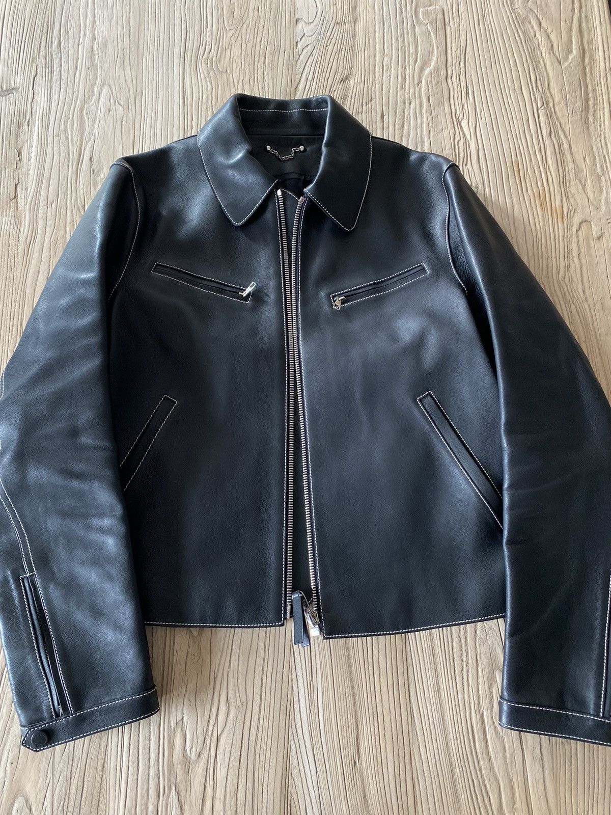 Kim Jones GRAIL Contrast Stitch Kim Jones Leather Jacket Size US M / EU 48-50 / 2 - 2 Thumbnail