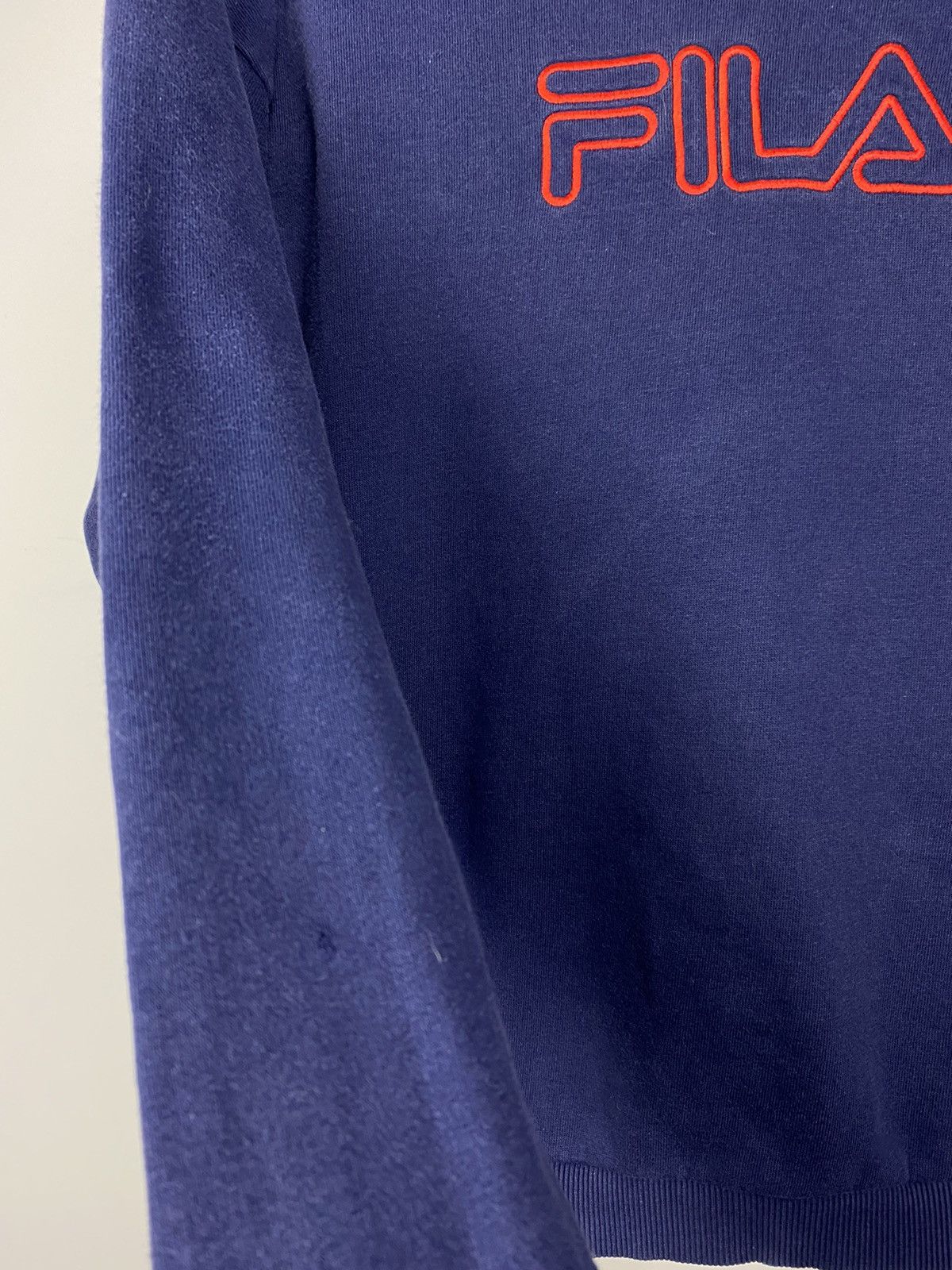 Fila × Vintage Fila vintage spell out sweatshirt navy 90s center logo Size US S / EU 44-46 / 1 - 7 Thumbnail