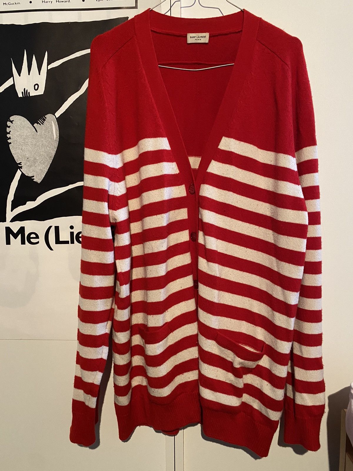 Hedi Slimane × Saint Laurent Paris Striped cashmere cardigan Size US L / EU 52-54 / 3 - 1 Thumbnail