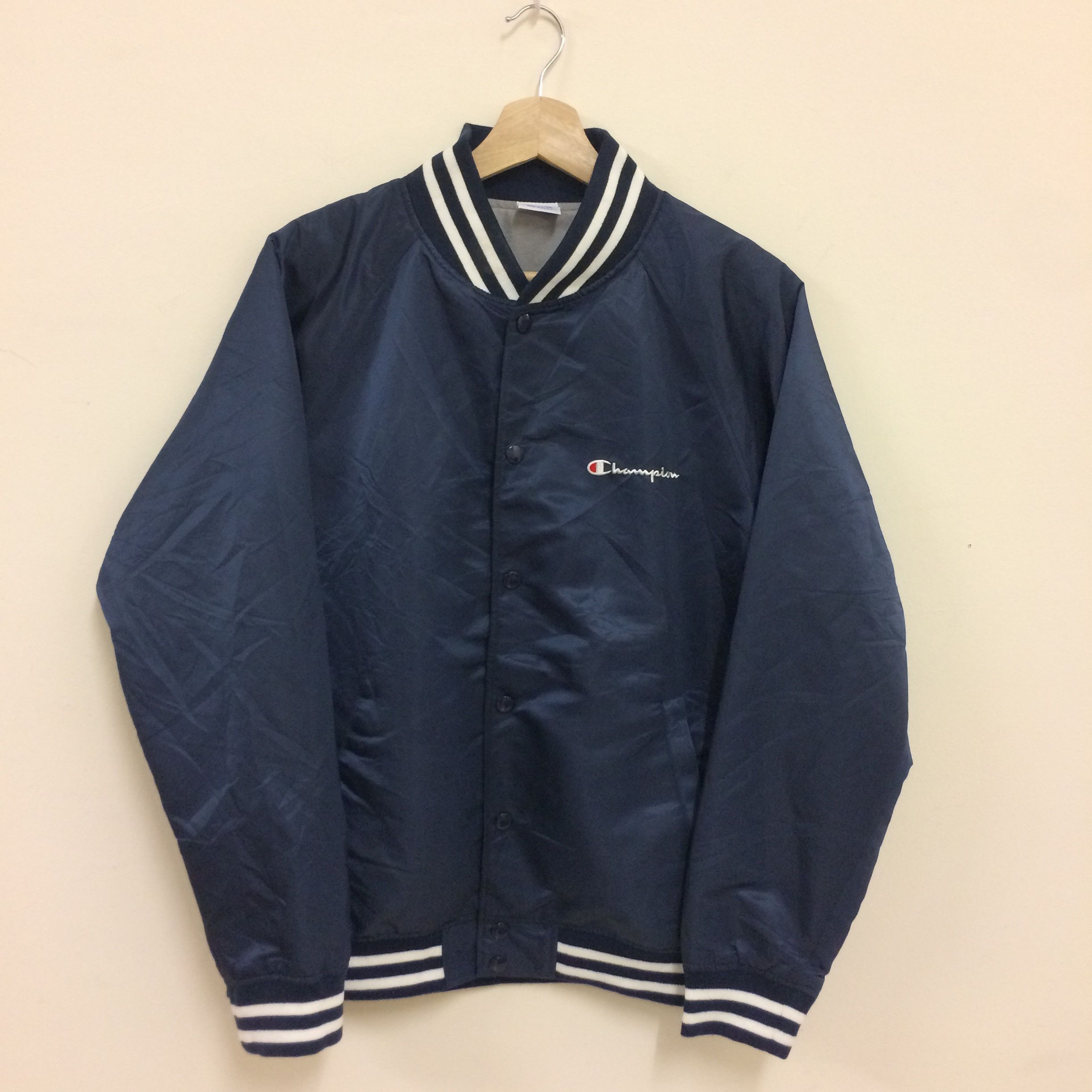 Vintage Champion Navy Blue Bomber Jacket Size S