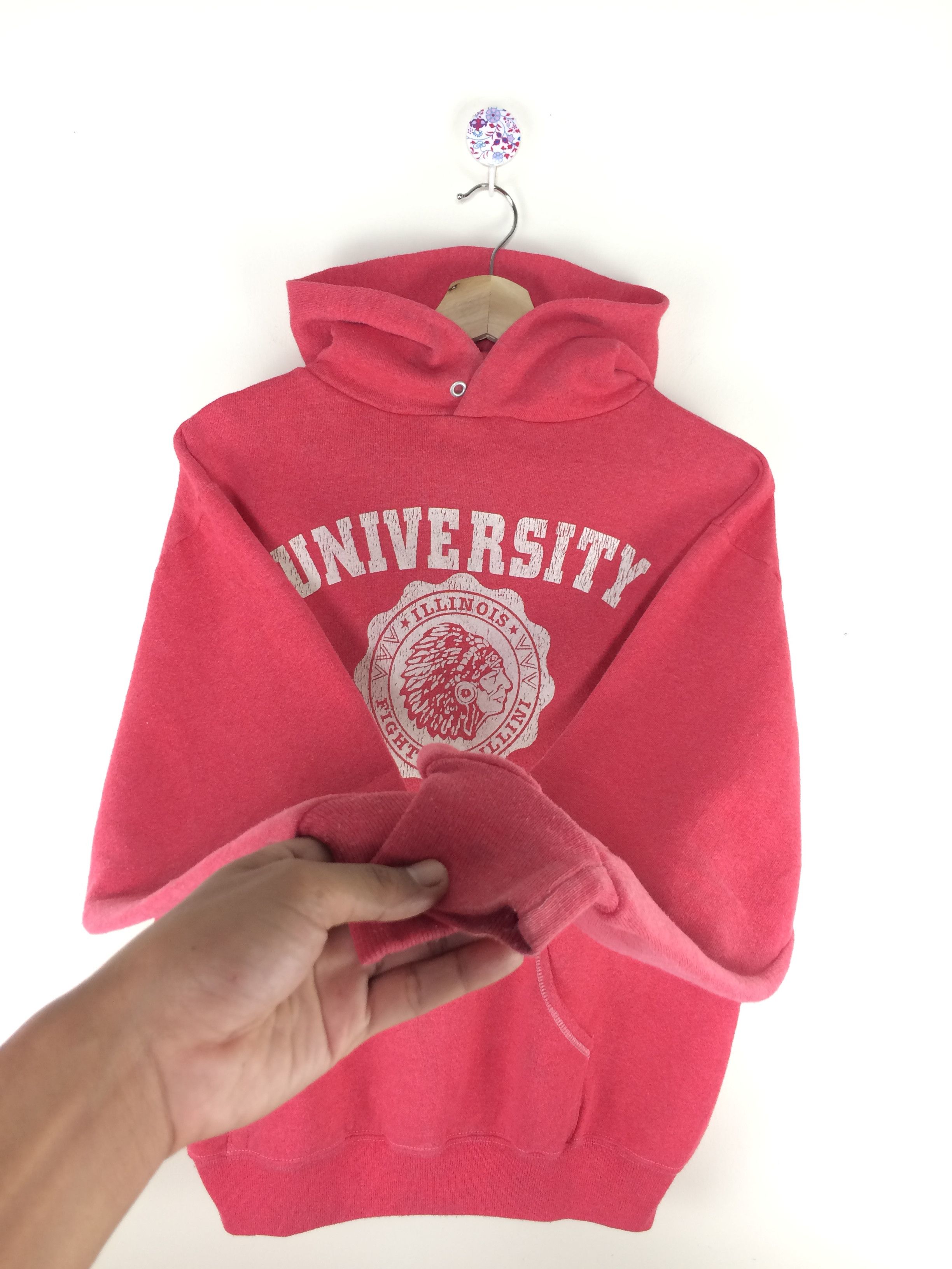 Vintage VTG 80's 90’s University Illinois Hooded Sweater Size US M / EU 48-50 / 2 - 7 Thumbnail