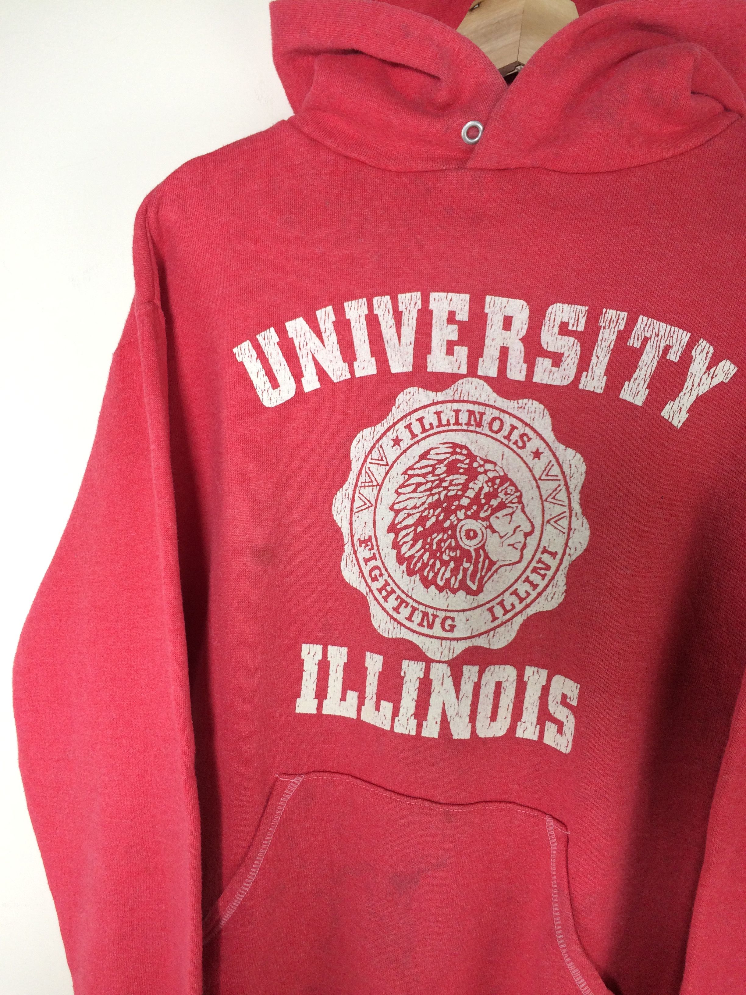 Vintage VTG 80's 90’s University Illinois Hooded Sweater Size US M / EU 48-50 / 2 - 4 Thumbnail