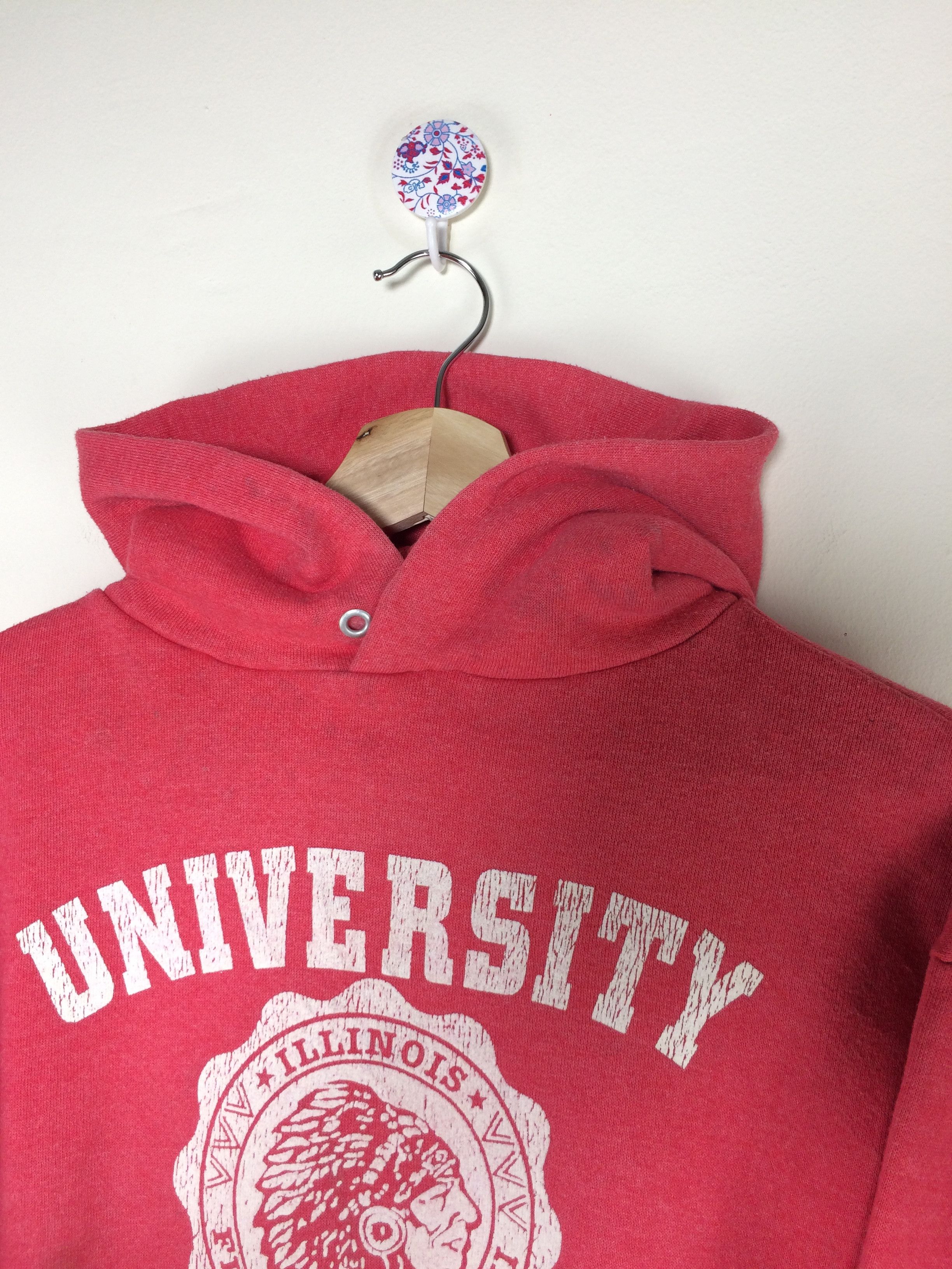 Vintage VTG 80's 90’s University Illinois Hooded Sweater Size US M / EU 48-50 / 2 - 5 Thumbnail