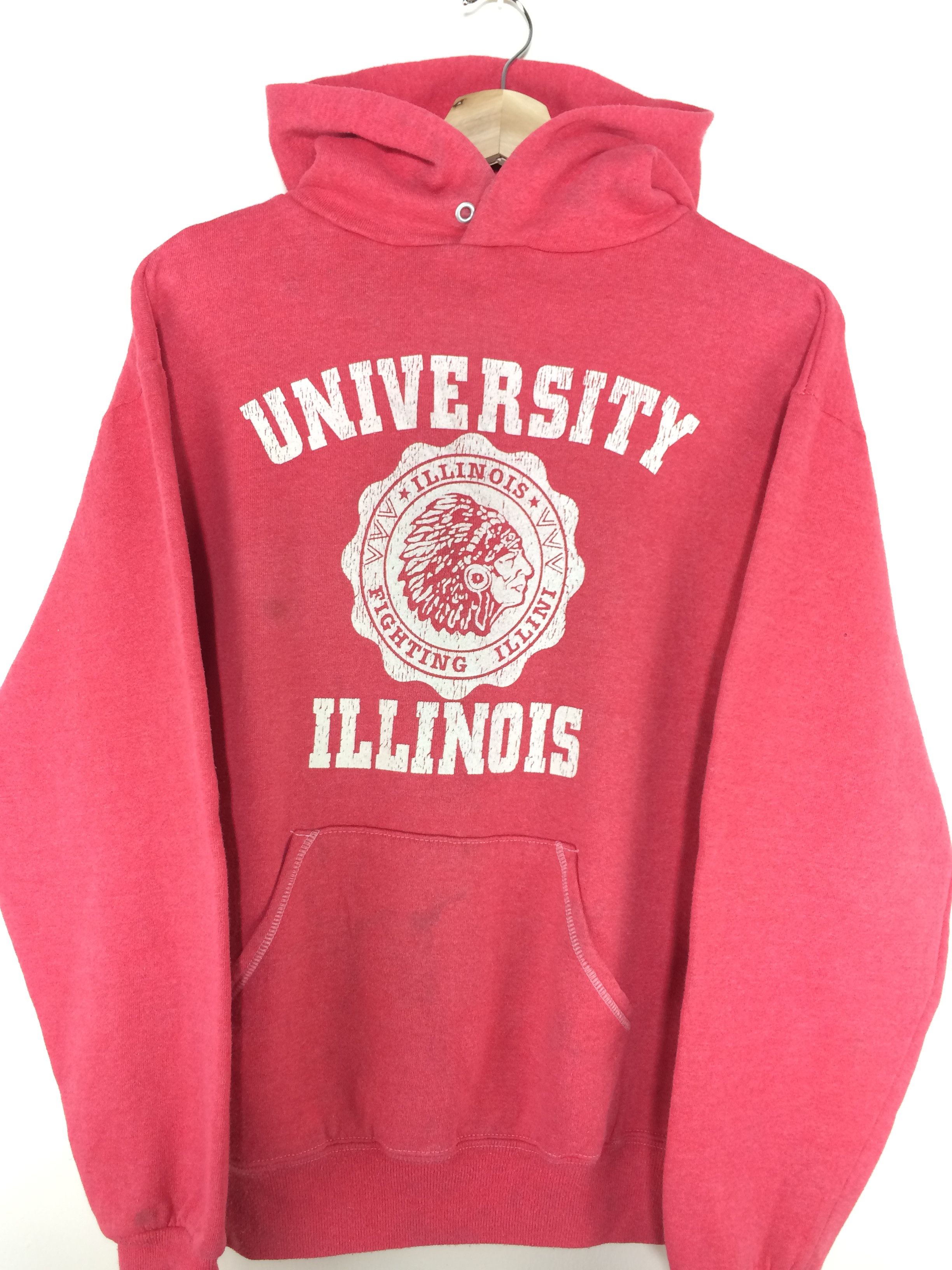 Vintage VTG 80's 90’s University Illinois Hooded Sweater Size US M / EU 48-50 / 2 - 3 Thumbnail