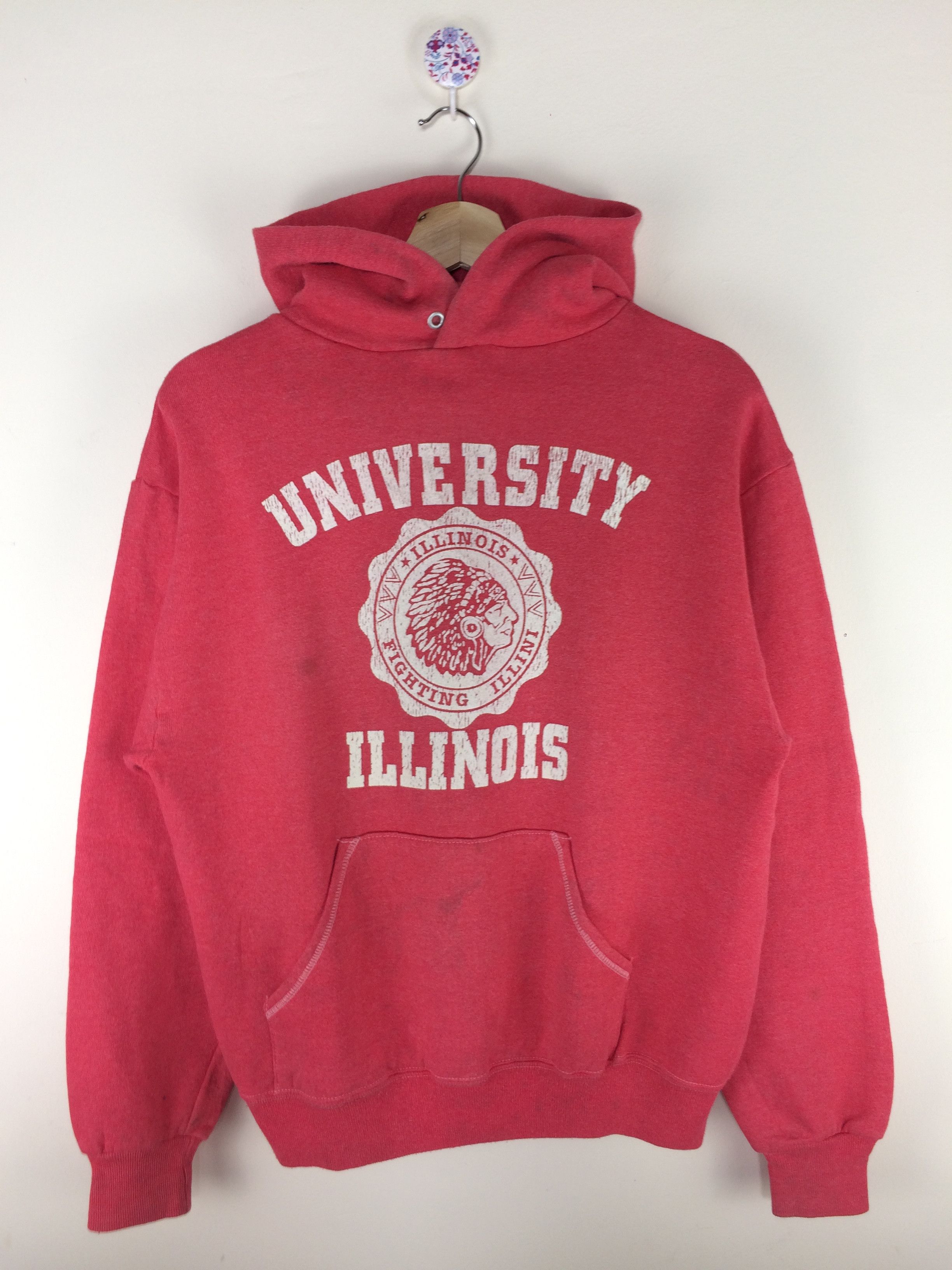 Vintage VTG 80's 90’s University Illinois Hooded Sweater Size US M / EU 48-50 / 2 - 8 Thumbnail