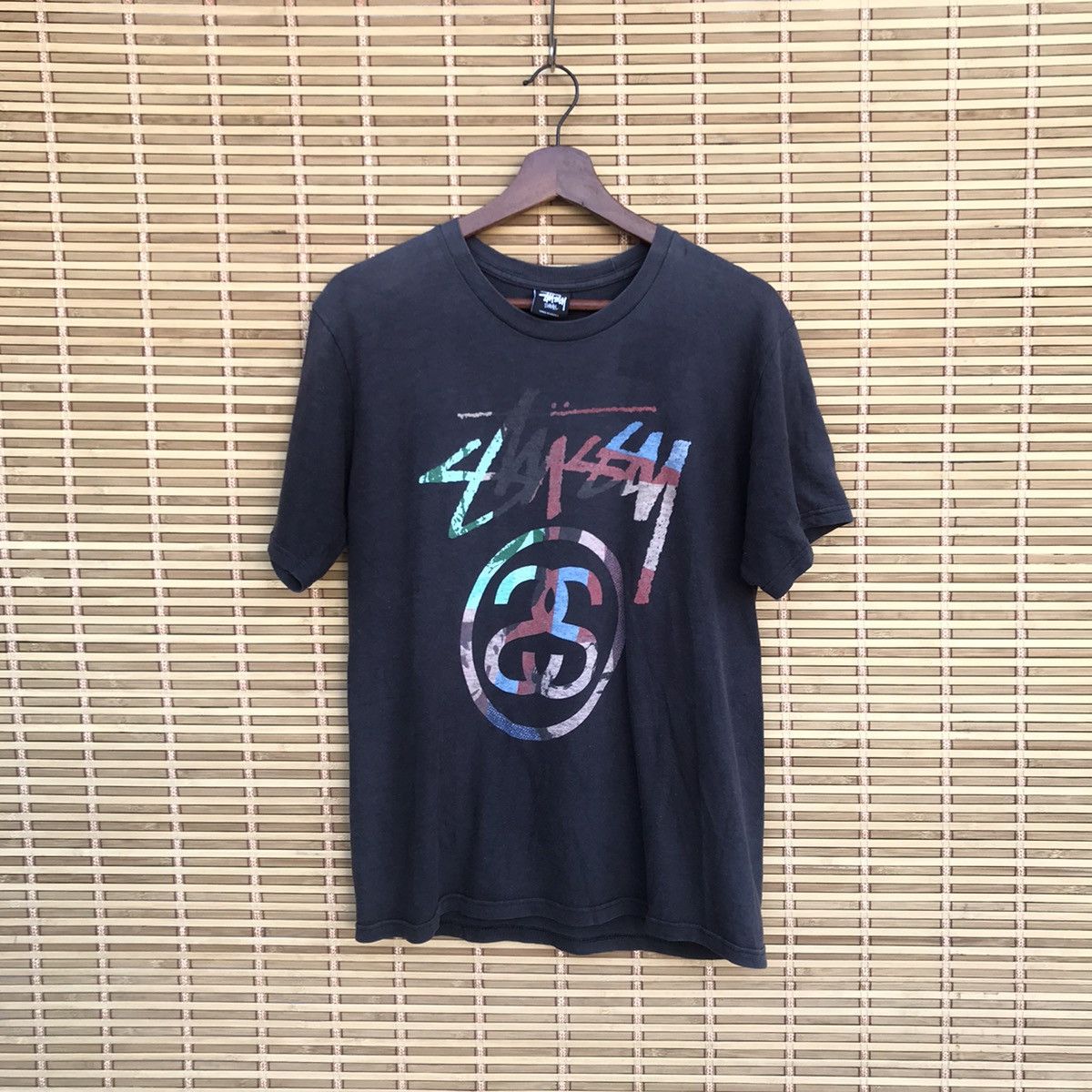 VINTAGE STUSSY COUPLE LOGO FADED TEE