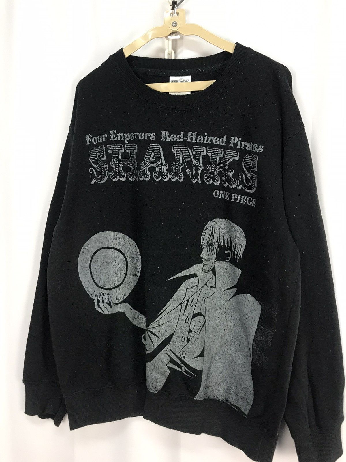 Anime × One Piece × Vintage Red-haired pirates “SHANKS” printed one piece sweatshirt Size US XL / EU 56 / 4 - 5 Thumbnail