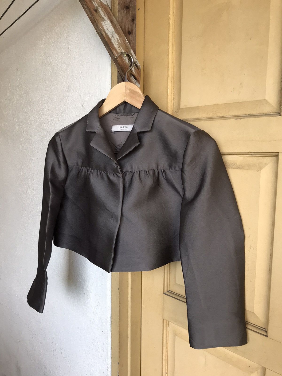 Prada Vintage Prada Poncho Blazer Crop Top Grey Size XS / US 0-2 / IT 36-38 - 3 Thumbnail