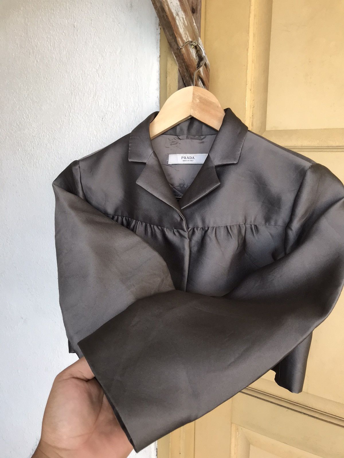 Prada Vintage Prada Poncho Blazer Crop Top Grey Size XS / US 0-2 / IT 36-38 - 11 Thumbnail