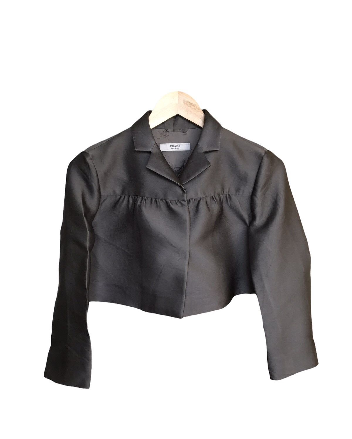 image of Vintage Prada Poncho Blazer Crop Top Grey, Women's (Size XS)