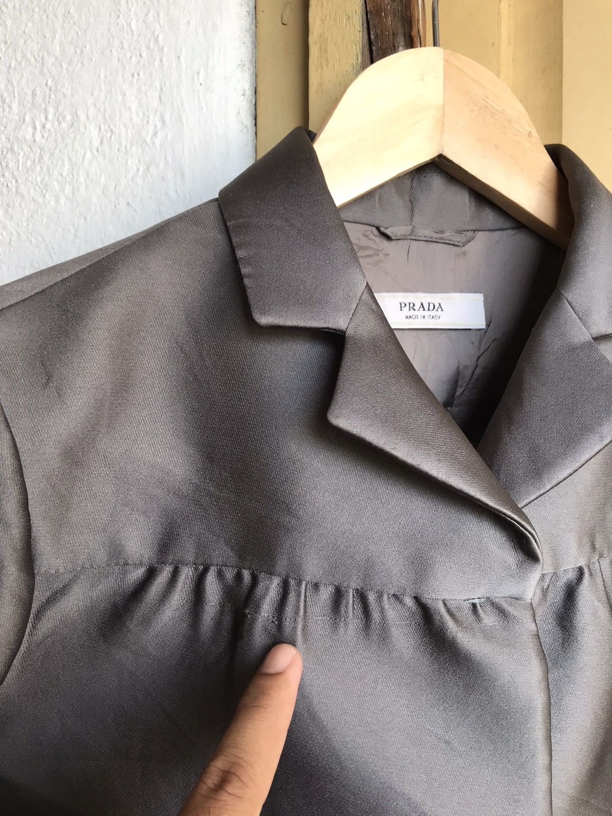 Prada Vintage Prada Poncho Blazer Crop Top Grey Size XS / US 0-2 / IT 36-38 - 20 Thumbnail