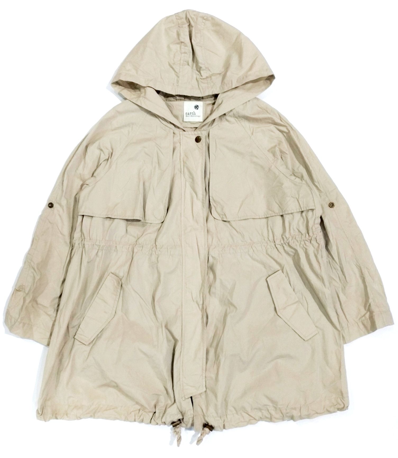 Designer × Japanese Brand RARE! EARTH MUSIC & ECOLOGY BEIGE HOODIE PARKA Size US M / EU 48-50 / 2 - 1 Thumbnail