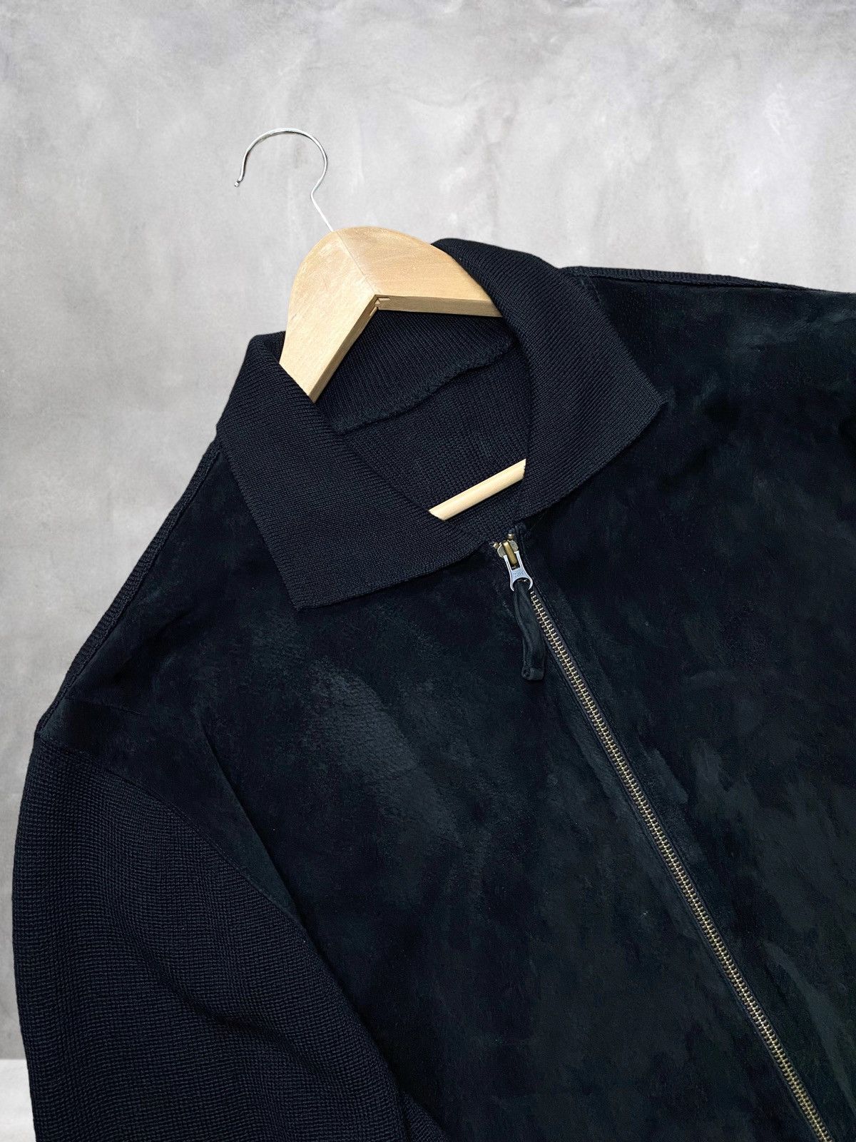 Vintage {JAPANESE}Vintage Suede Knit Zip Up Jacket Cashmere Sweater Size US M / EU 48-50 / 2 - 2 Thumbnail