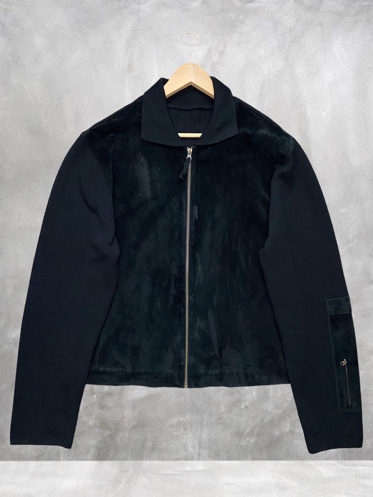 {JAPANESE}Vintage Suede Knit Zip Up Jacket Cashmere Sweater