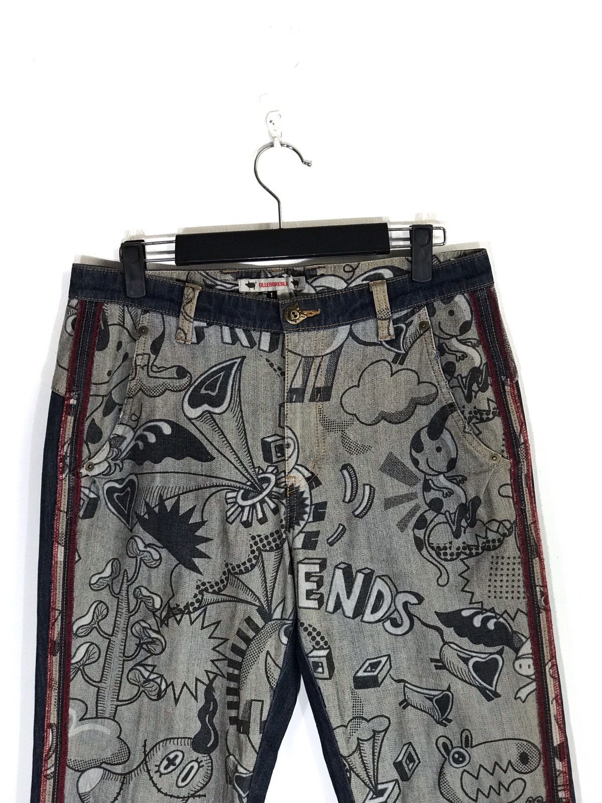 Japanese Brand Made In Japan Olleborebla Full Print Light Cropped Jeans Size US 30 / EU 46 - 2 Thumbnail