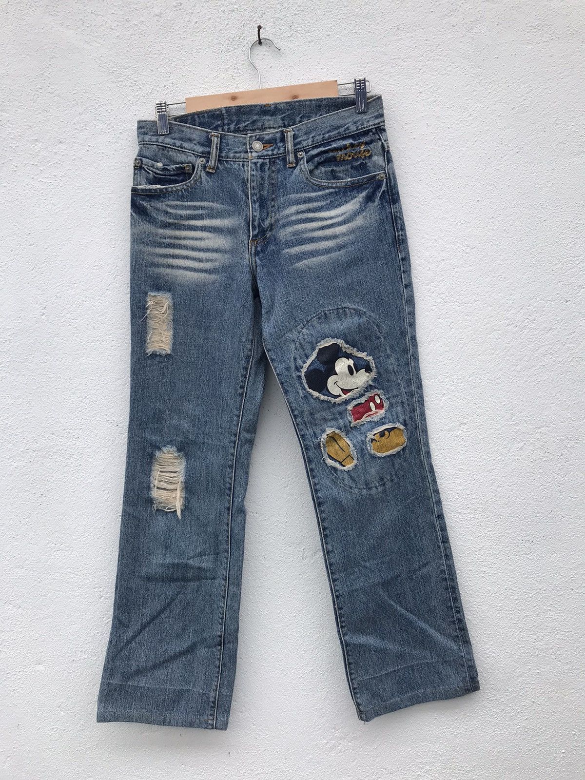 Mickey Mouse by Disney Patch Work Distressed Jeans