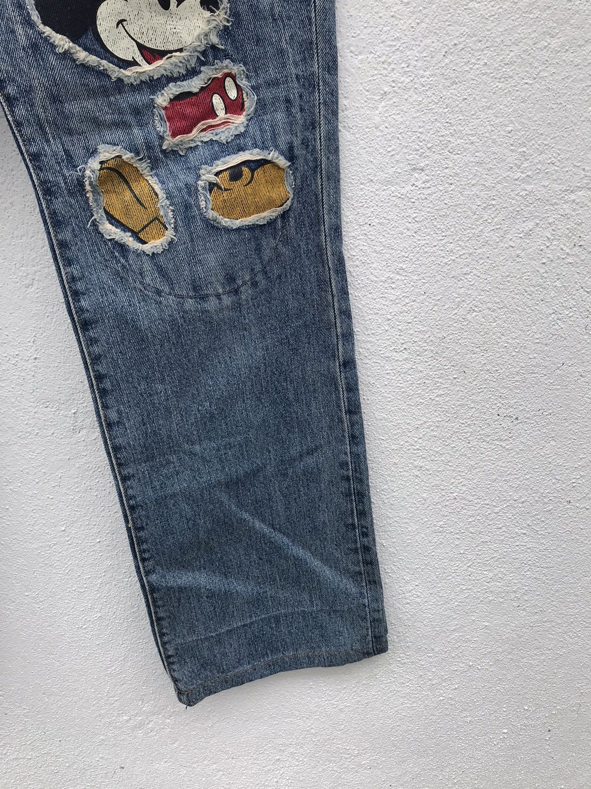 Disney Mickey Mouse by Disney Patch Work Distressed Jeans Size US 28 / EU 44 - 4 Thumbnail