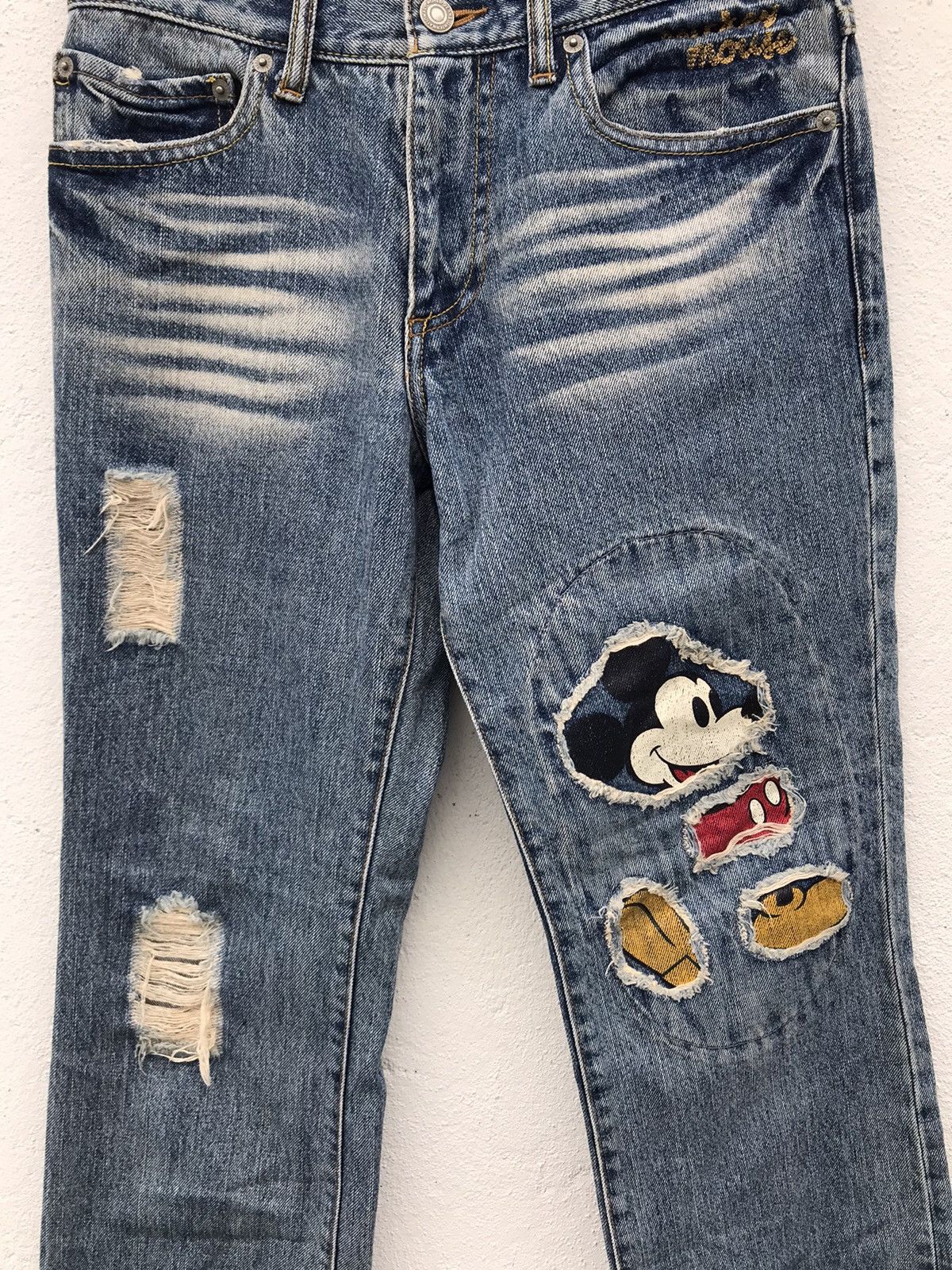 Disney Mickey Mouse by Disney Patch Work Distressed Jeans Size US 28 / EU 44 - 3 Thumbnail