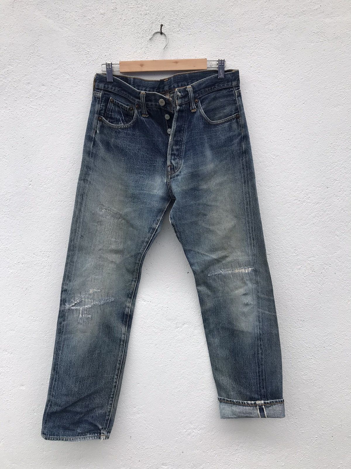 Vintage Denime Selvedge Distressed Zigzag Denim Jeans