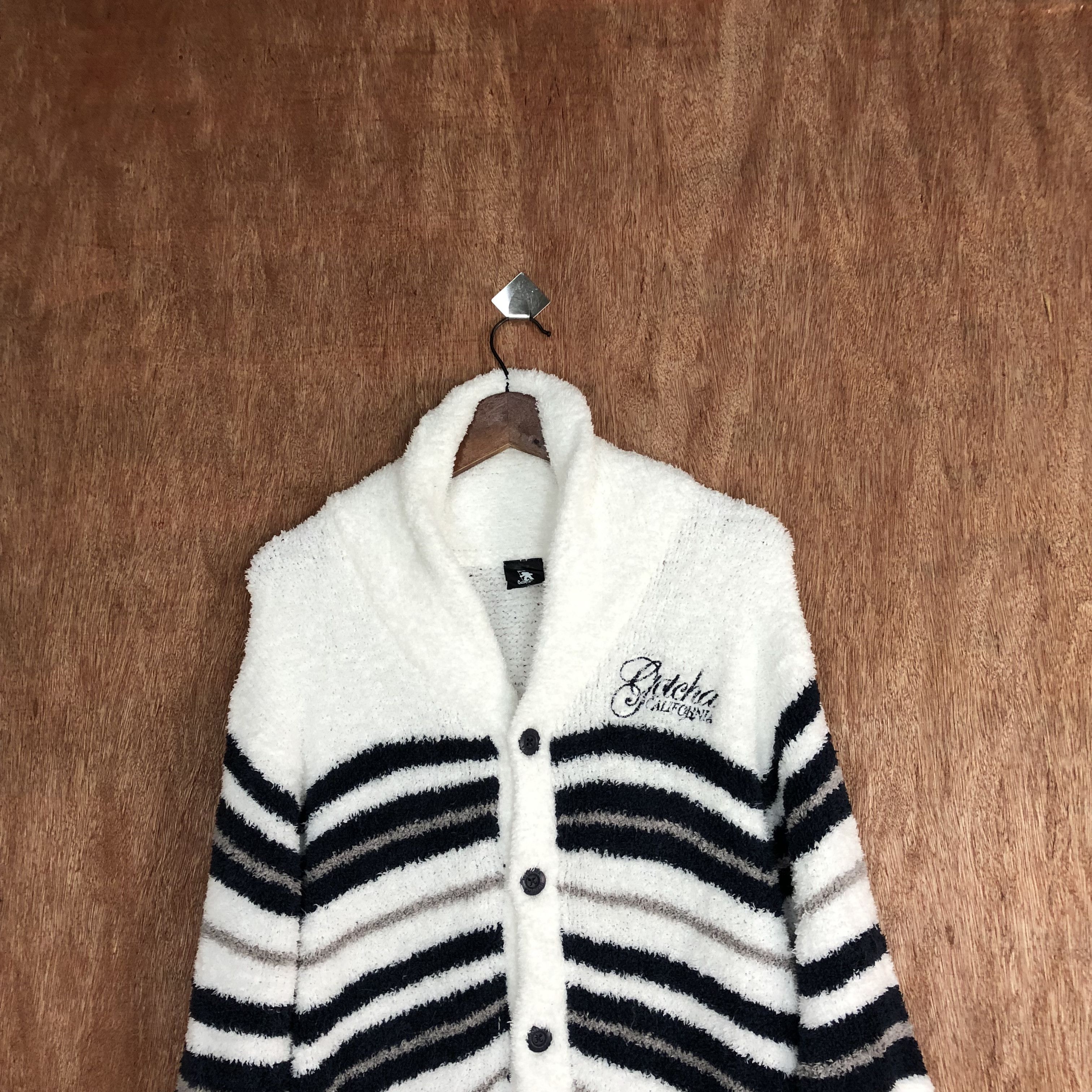 Vintage Gatteha California Stripe Shag Fur Mohair Knitwear #6714 Size US L / EU 52-54 / 3 - 3 Thumbnail